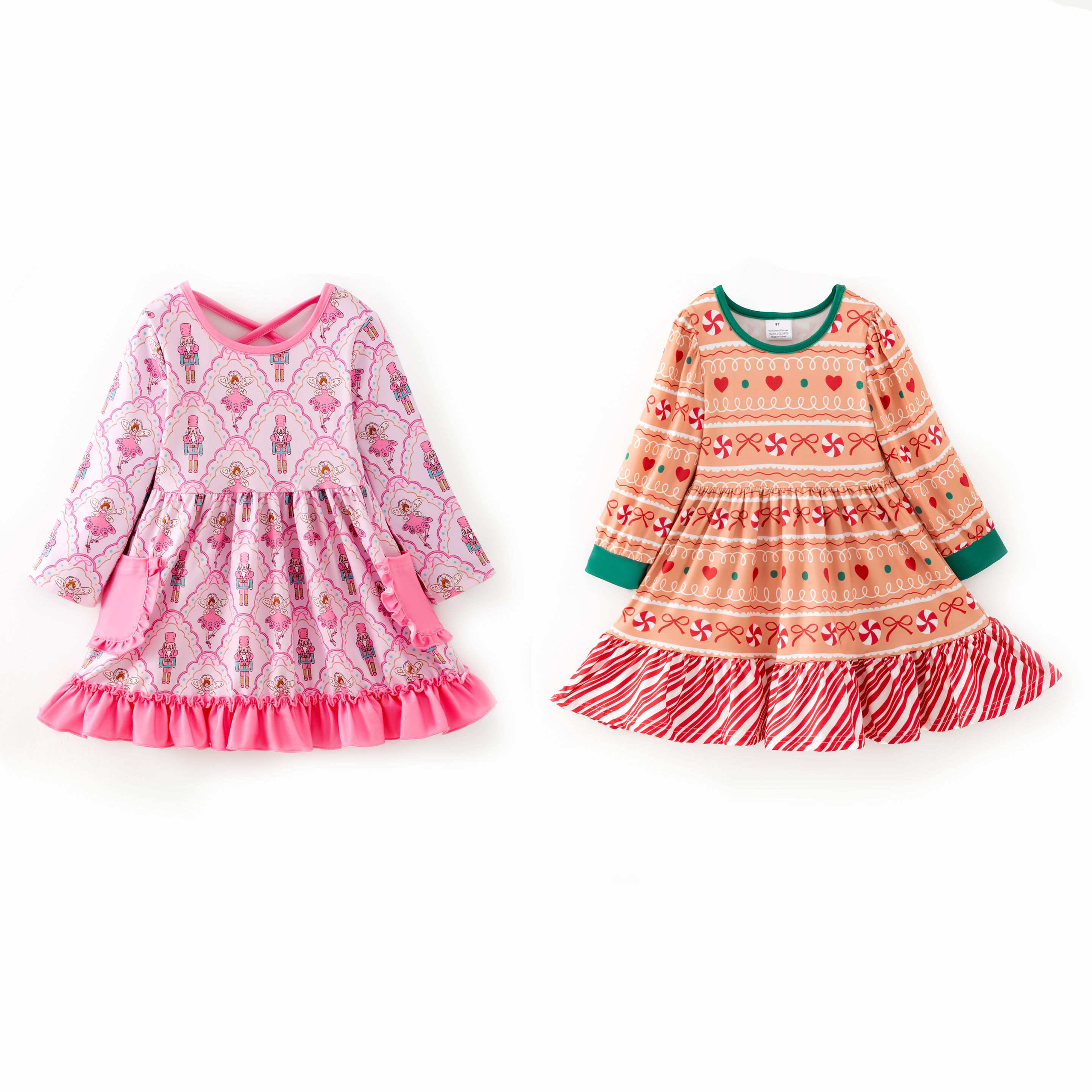 （Pre Order,Prepack Zone）Girls Christmas Print Dress（Mix Size）