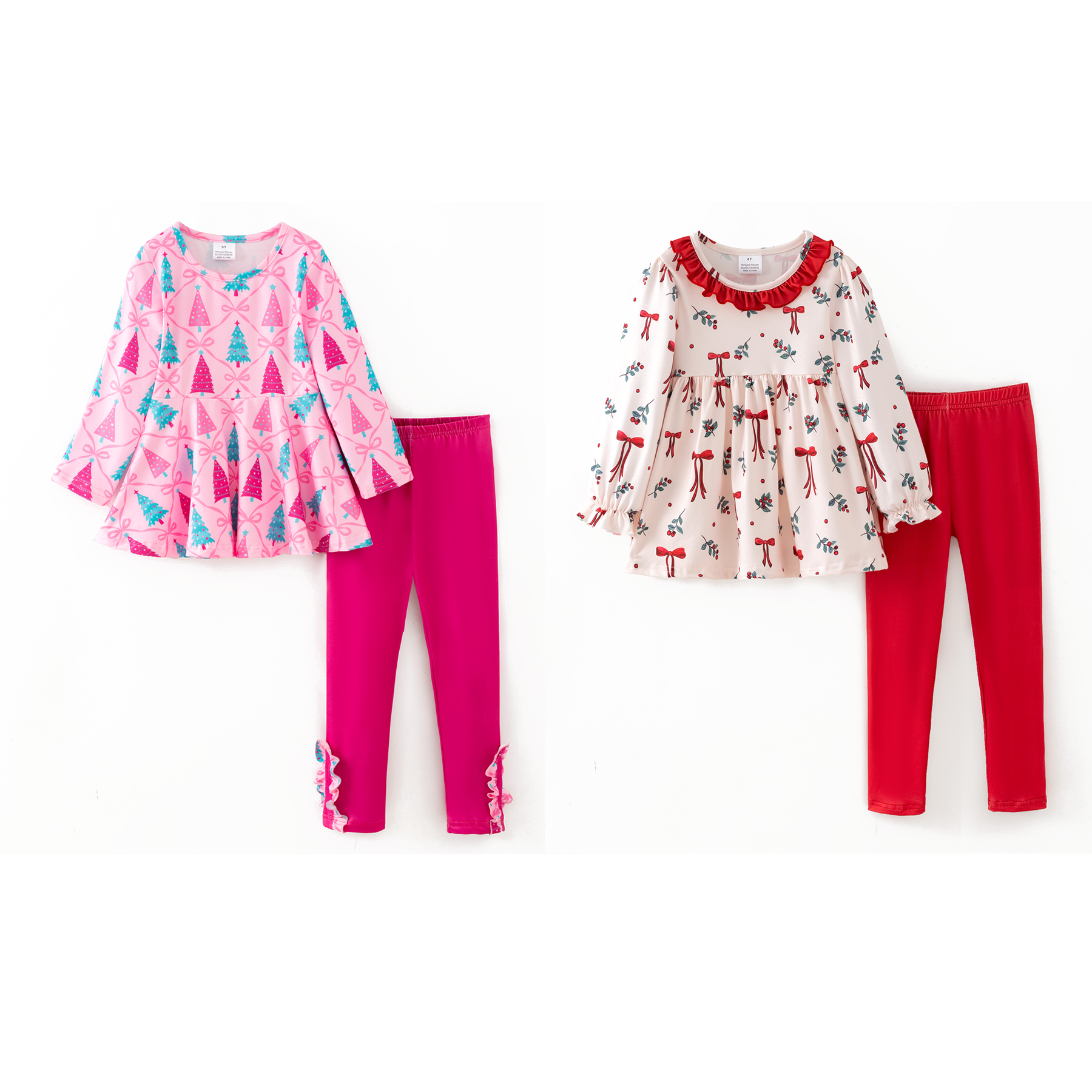 （Pre Order,Prepack Zone）Girls Christmas Print Set（Mix Size）