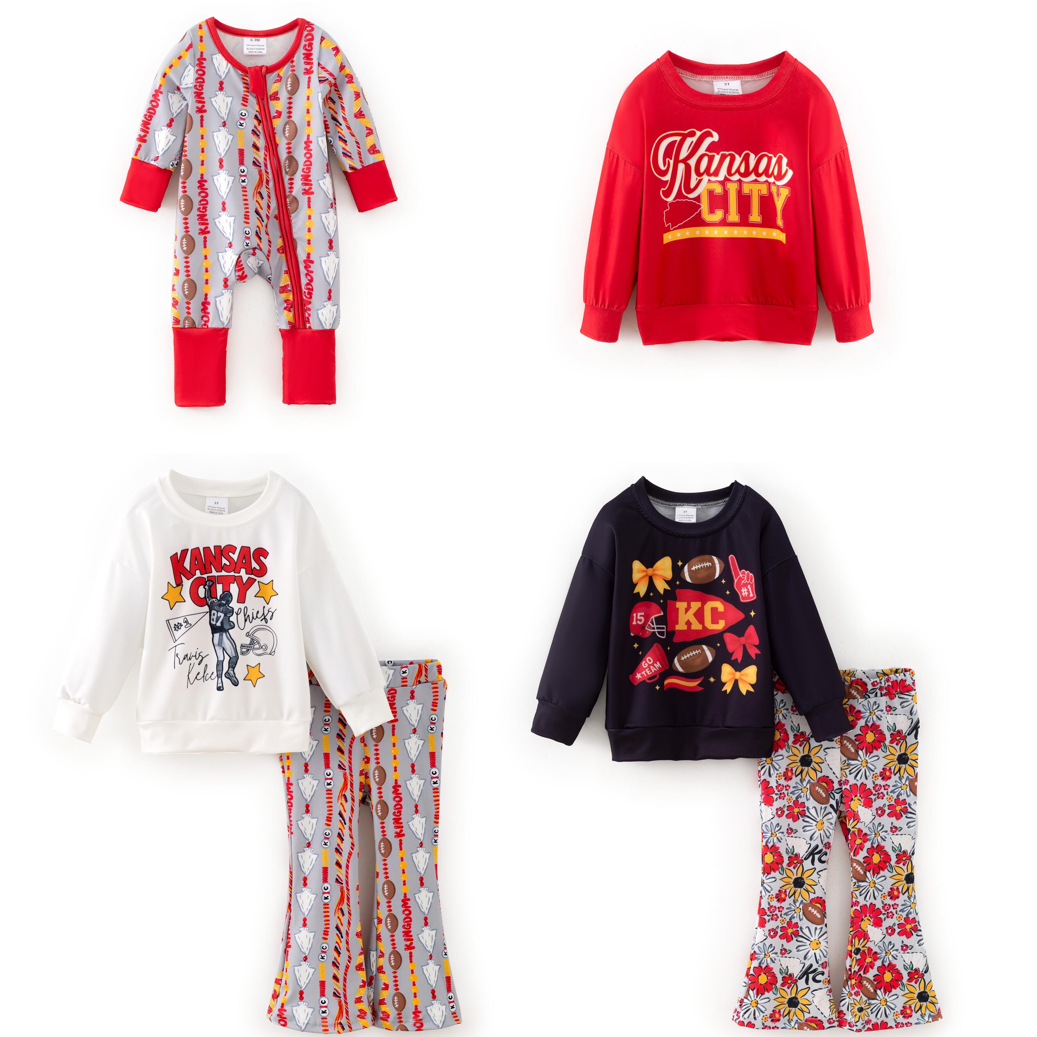 （Pre Order,Prepack Zone）Family Football Print Top,Set&Romper（Mix Size）