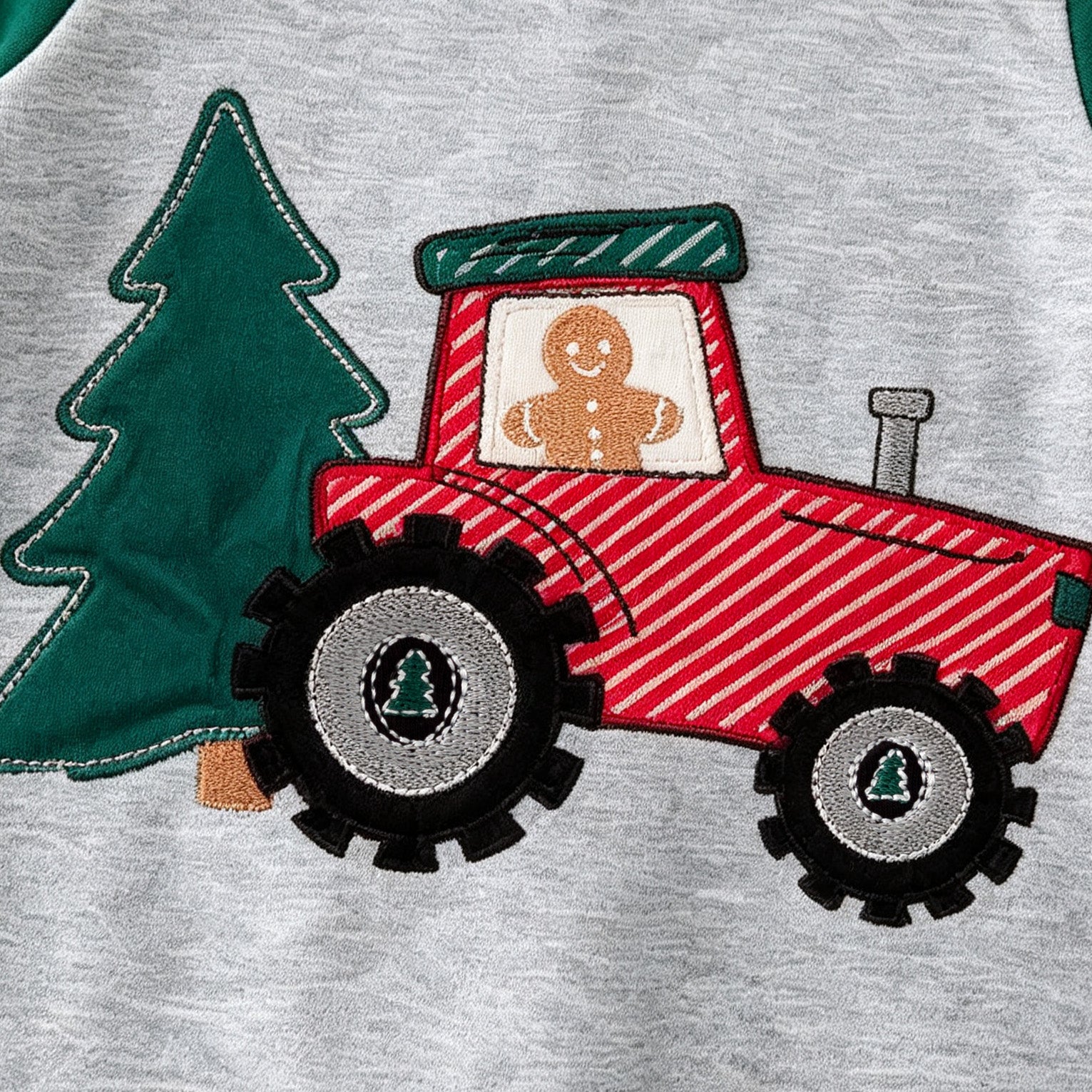 （In Stock）Toddler Boys Christmas Applique Cotton Romper