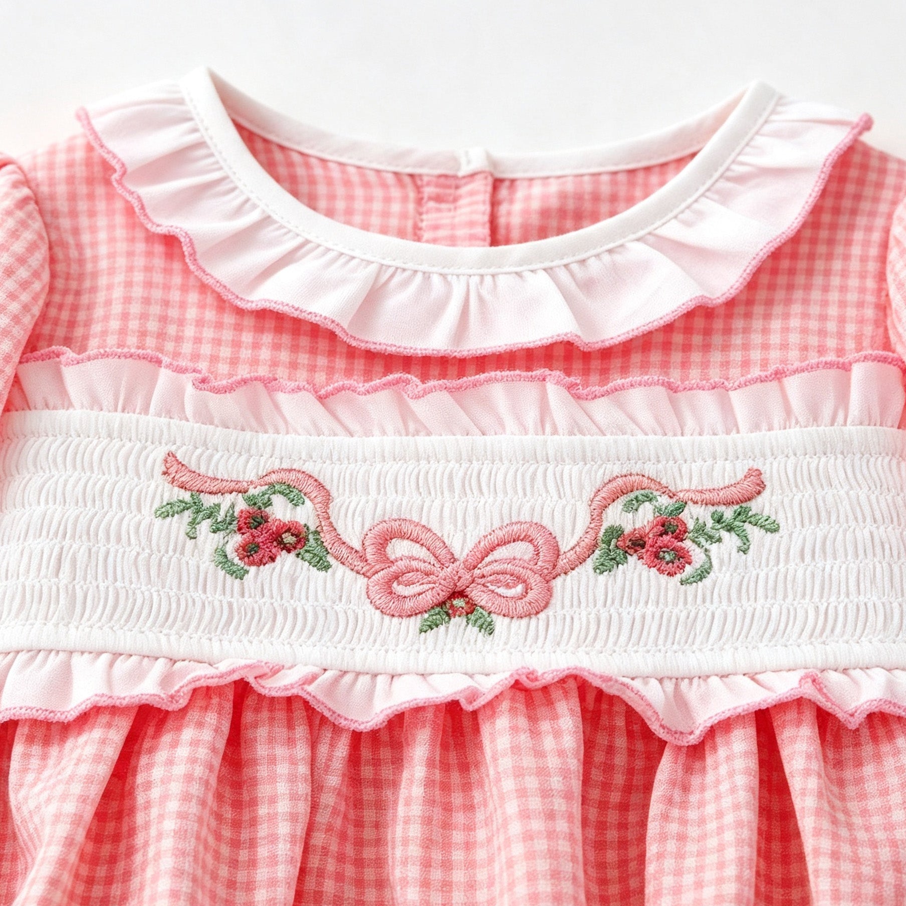 （In Stock）Toddler Girls Fall Embroidery Smocked Romper