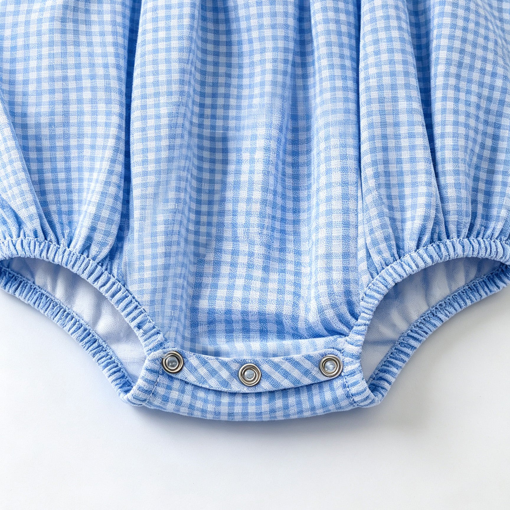 （In Stock）Toddler Girls Fall Smocked Blue Plaid Cotton Romper