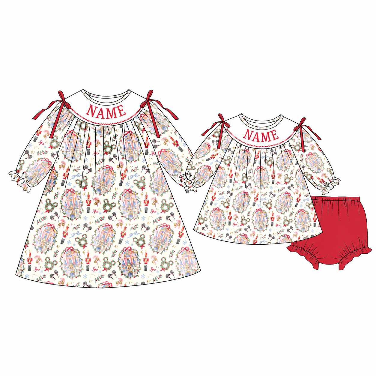 （Weekly Pre-Order）Girls Christmas Embroidery Smocked Dress,Set&Romper（Ends 8.23）