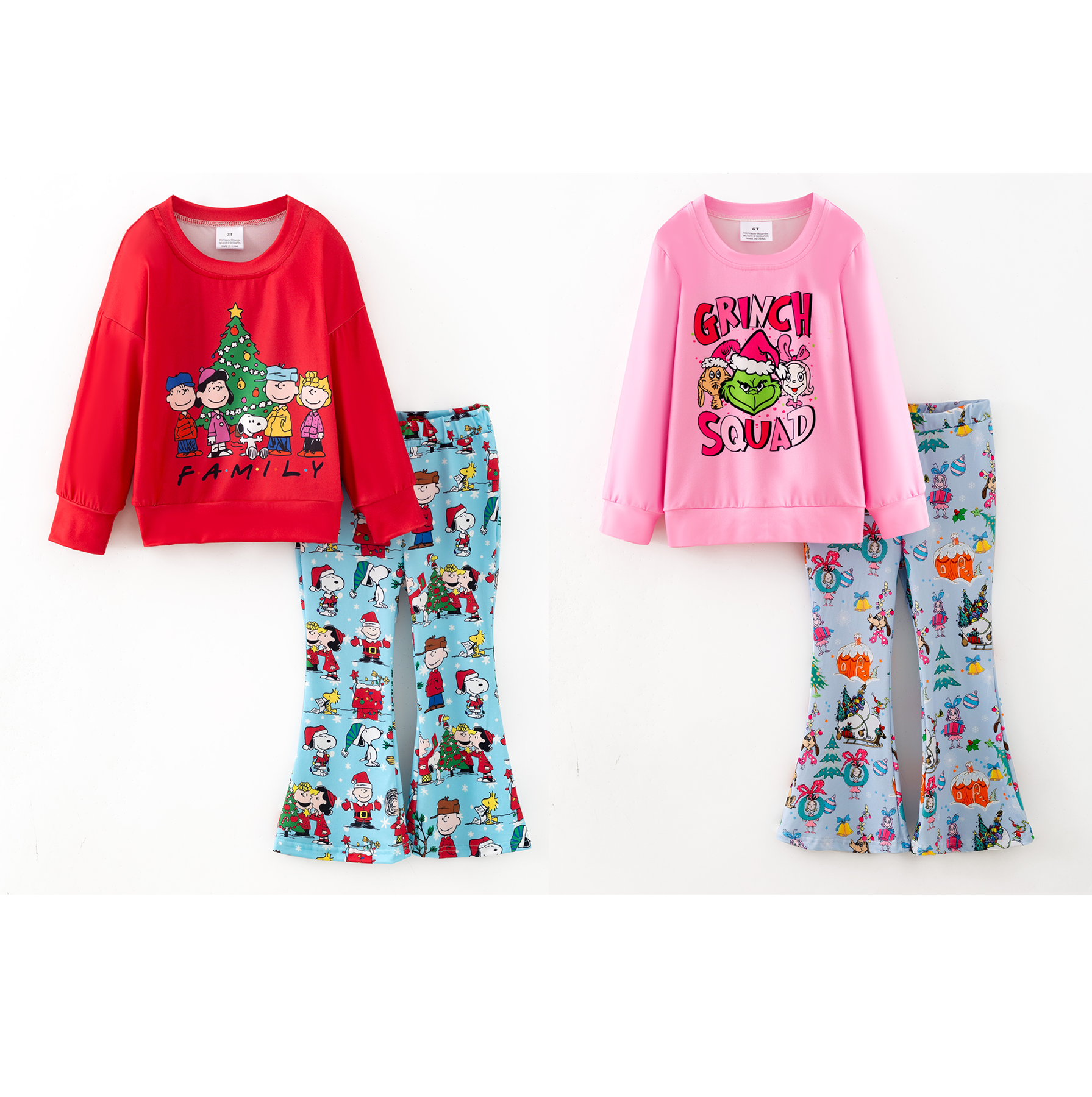 （Pre Order,Prepack Zone）Girls Christmas Cartoon Print Pajamas（Mix Size）