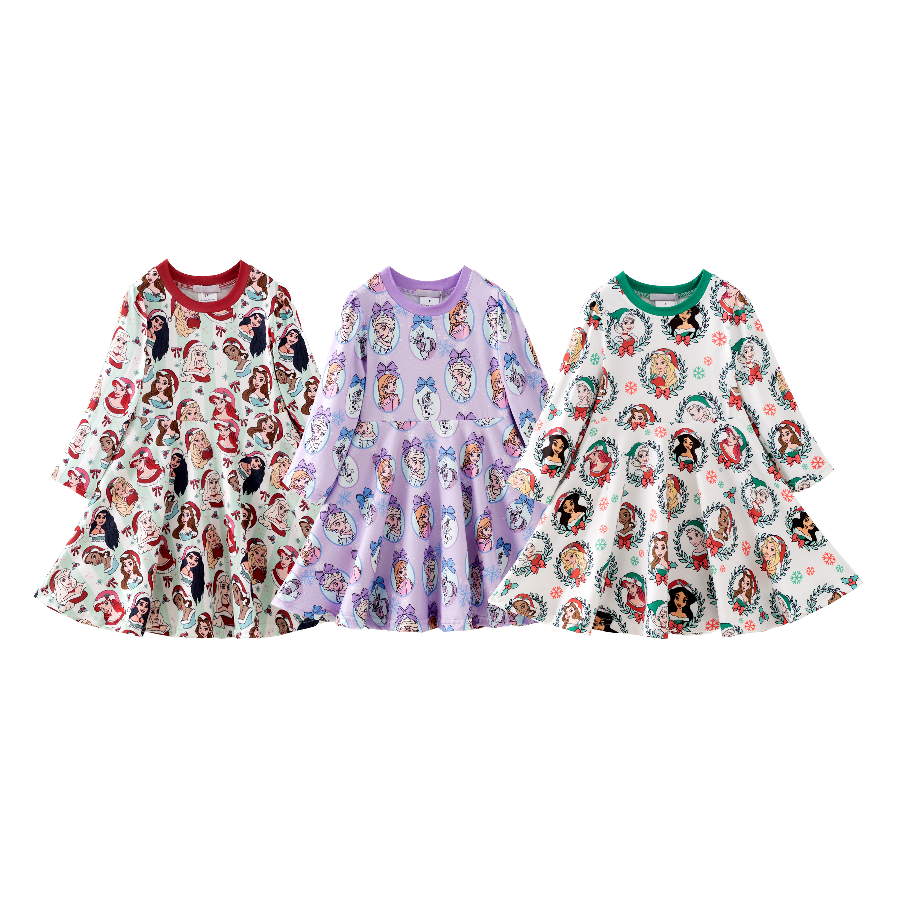 （Pre Order,Prepack Zone）Girls Christmas Princess Print Dress（Mix Size）