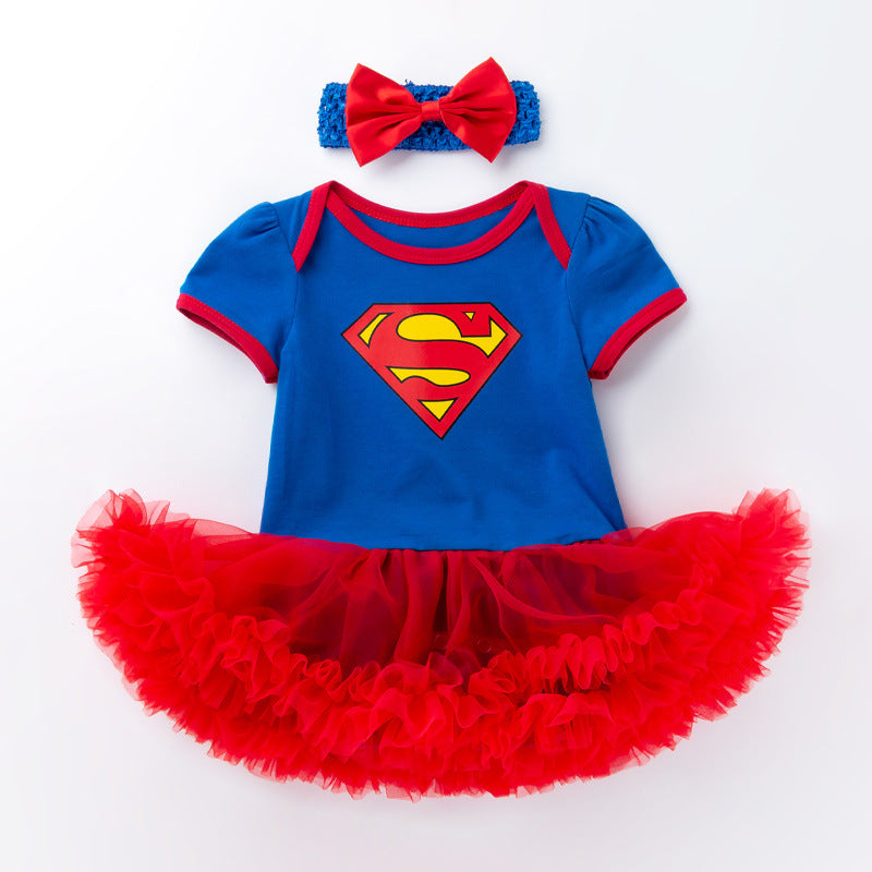 （In Production）Toddler Girls Spring&Summer Superman Print Tulle Romper