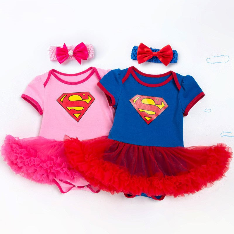 （In Production）Toddler Girls Spring&Summer Superman Print Tulle Romper
