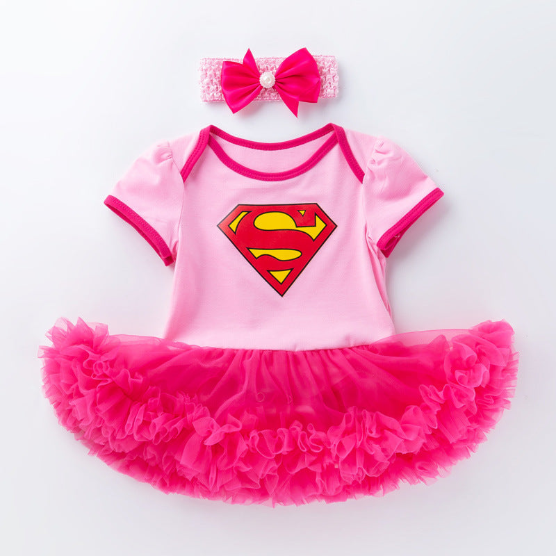 （In Production）Toddler Girls Spring&Summer Superman Print Tulle Romper