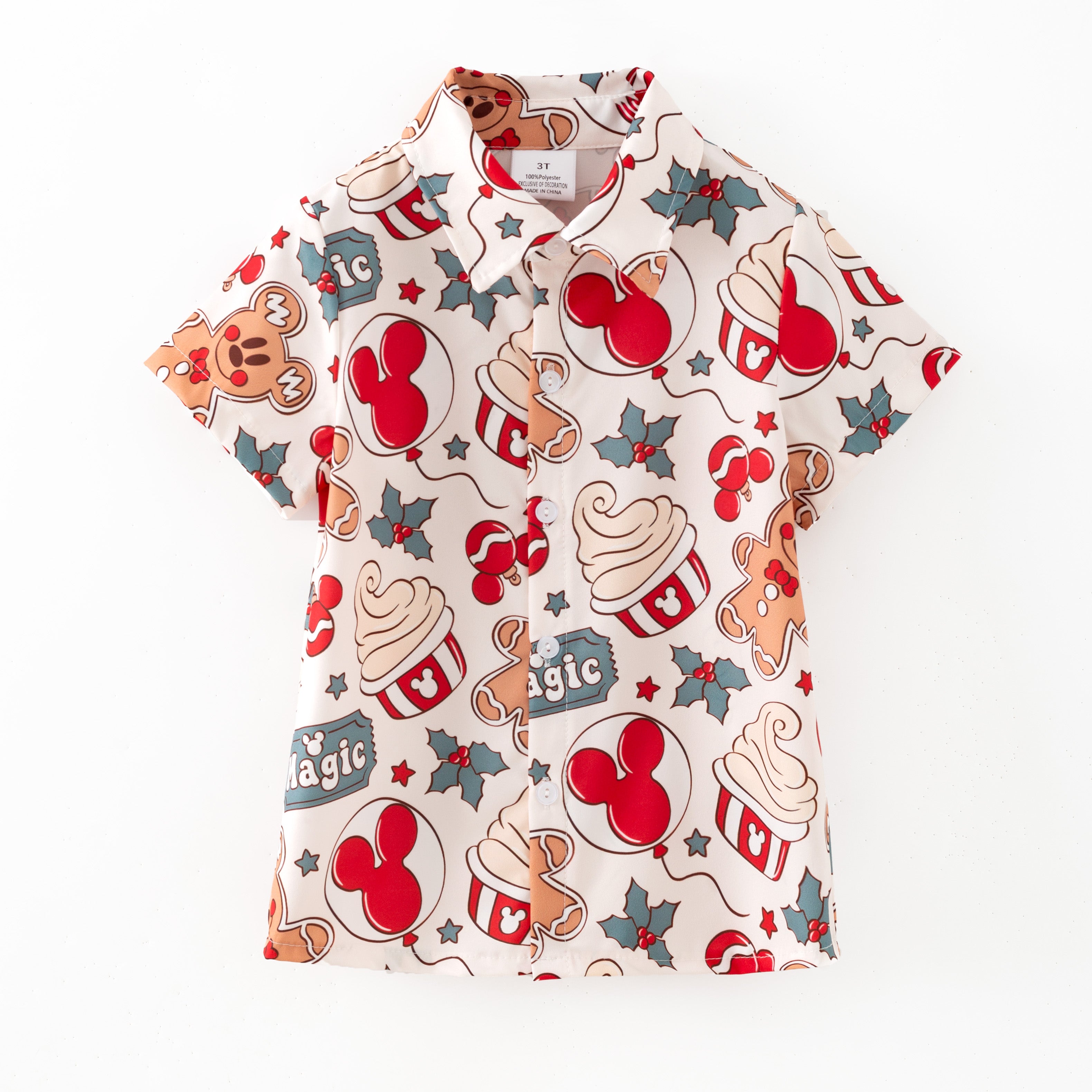 （Pre Order,Prepack Zone）Boys Christmas Print Shirt（Mix Size）
