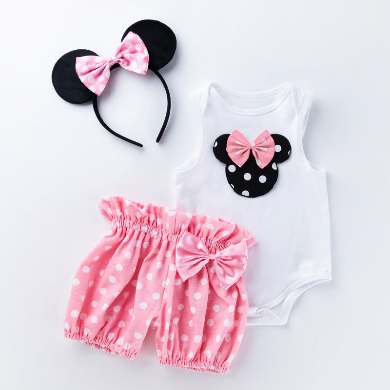 （In Production）Toddler Girls Spring&Summer Cartoon Applique Bloomer Set