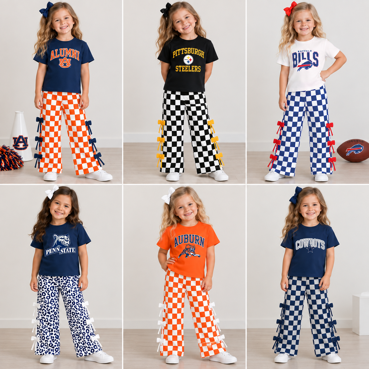 （Weekly Pre-Order）Girls Football Print Bow Outfit Set（Ends 9.20）