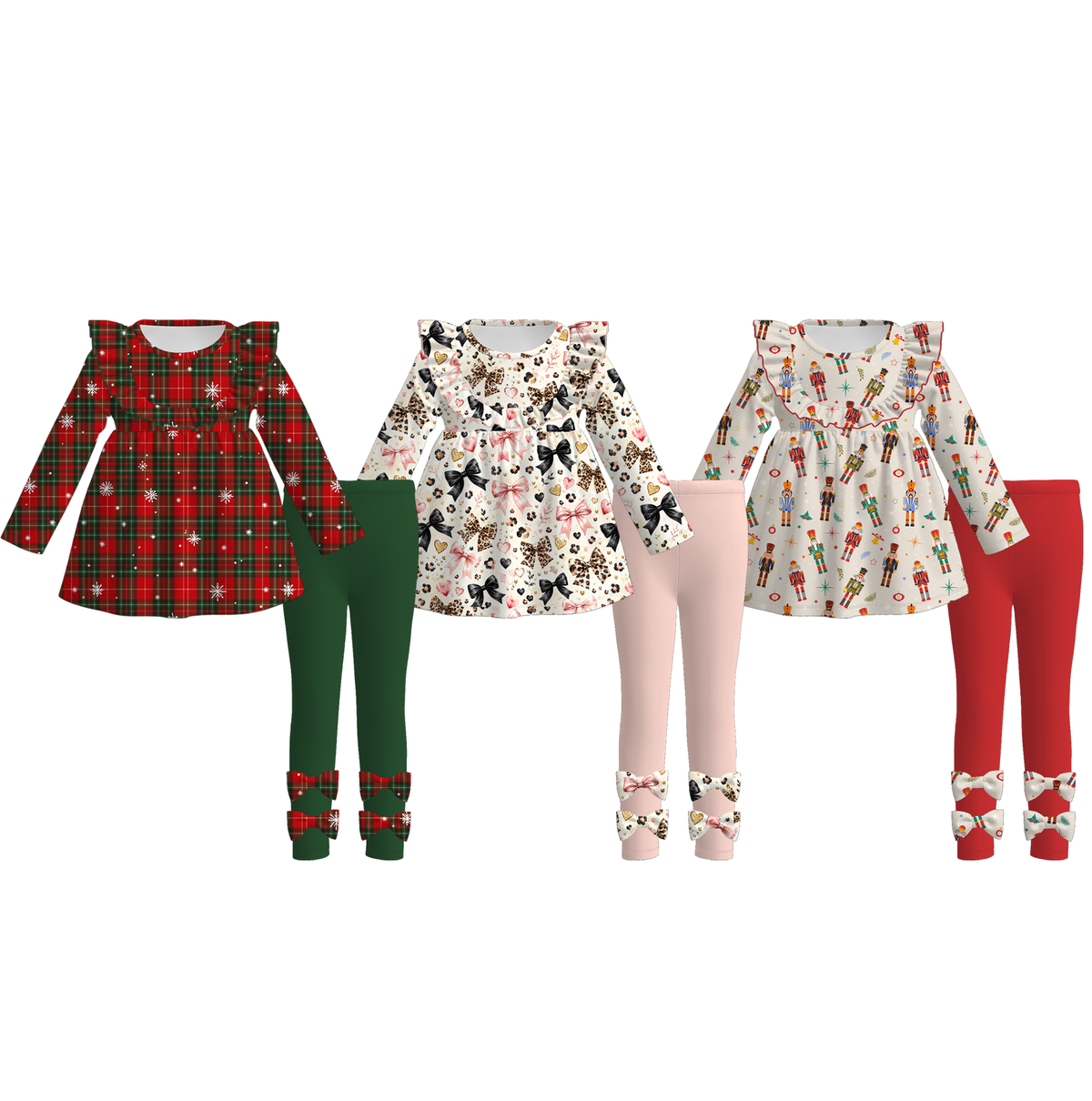 （Pre Order）Girls Christmas Print Outfit Set