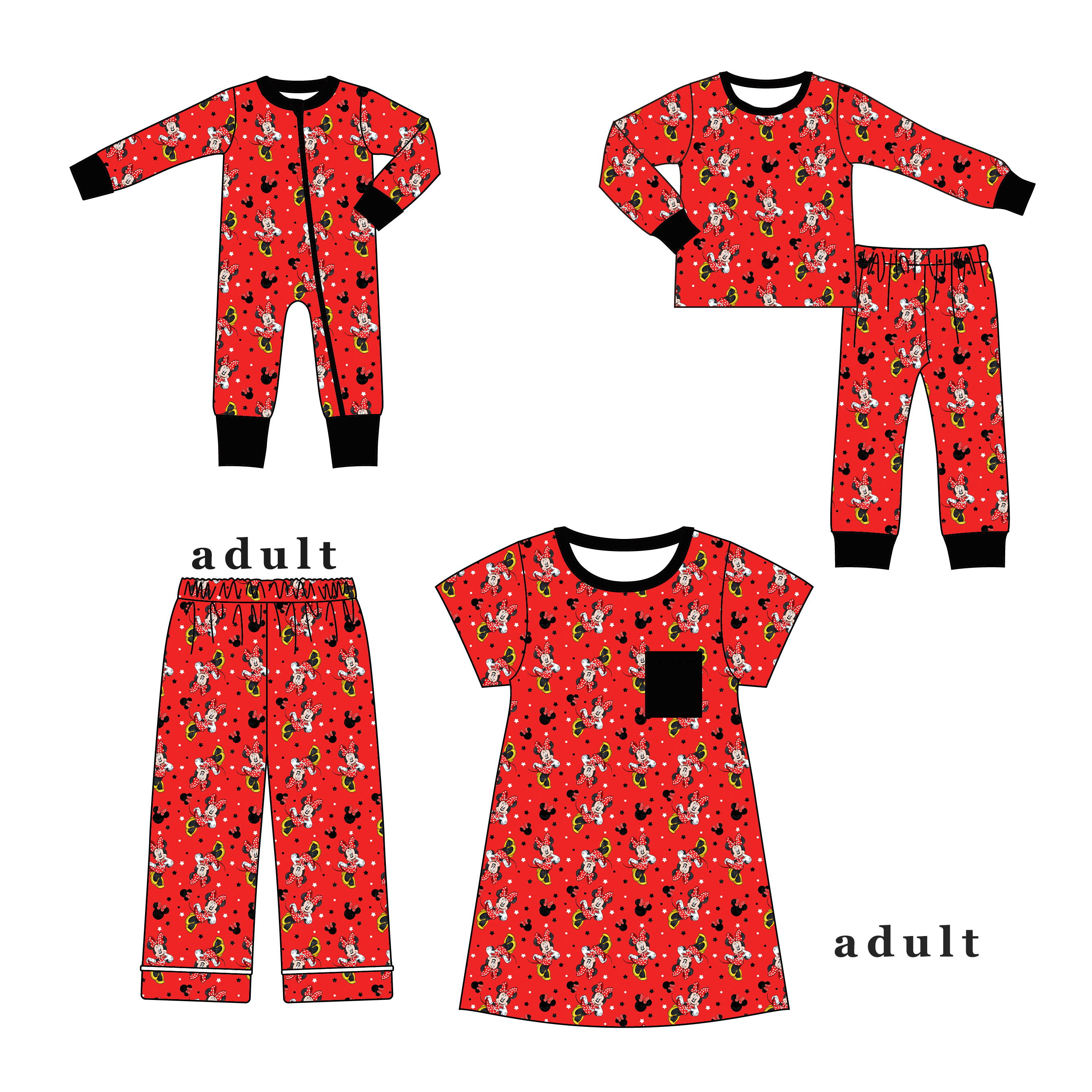 （Pre Order）Family Christmas Cartoon Dress,Set,Pants＆Romper