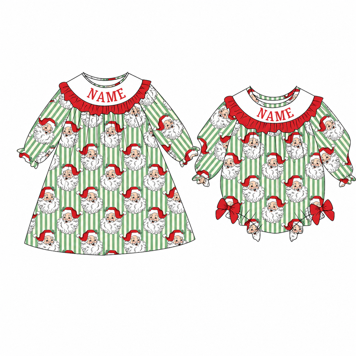 （Pre Order）Sisters Christmas Embroidery Smocked Dress,Set&Romper