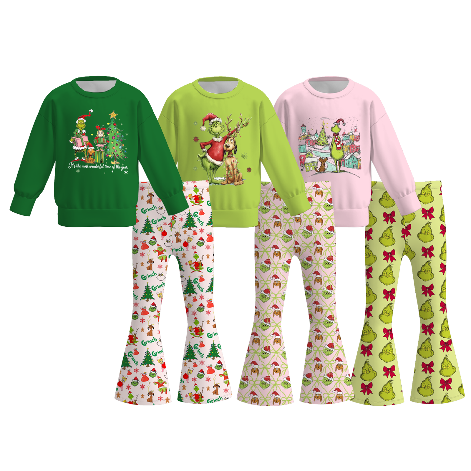 （Weekly Pre-Order）Girls Christmas Print Sweatshirt Suit（Ends 9.6）