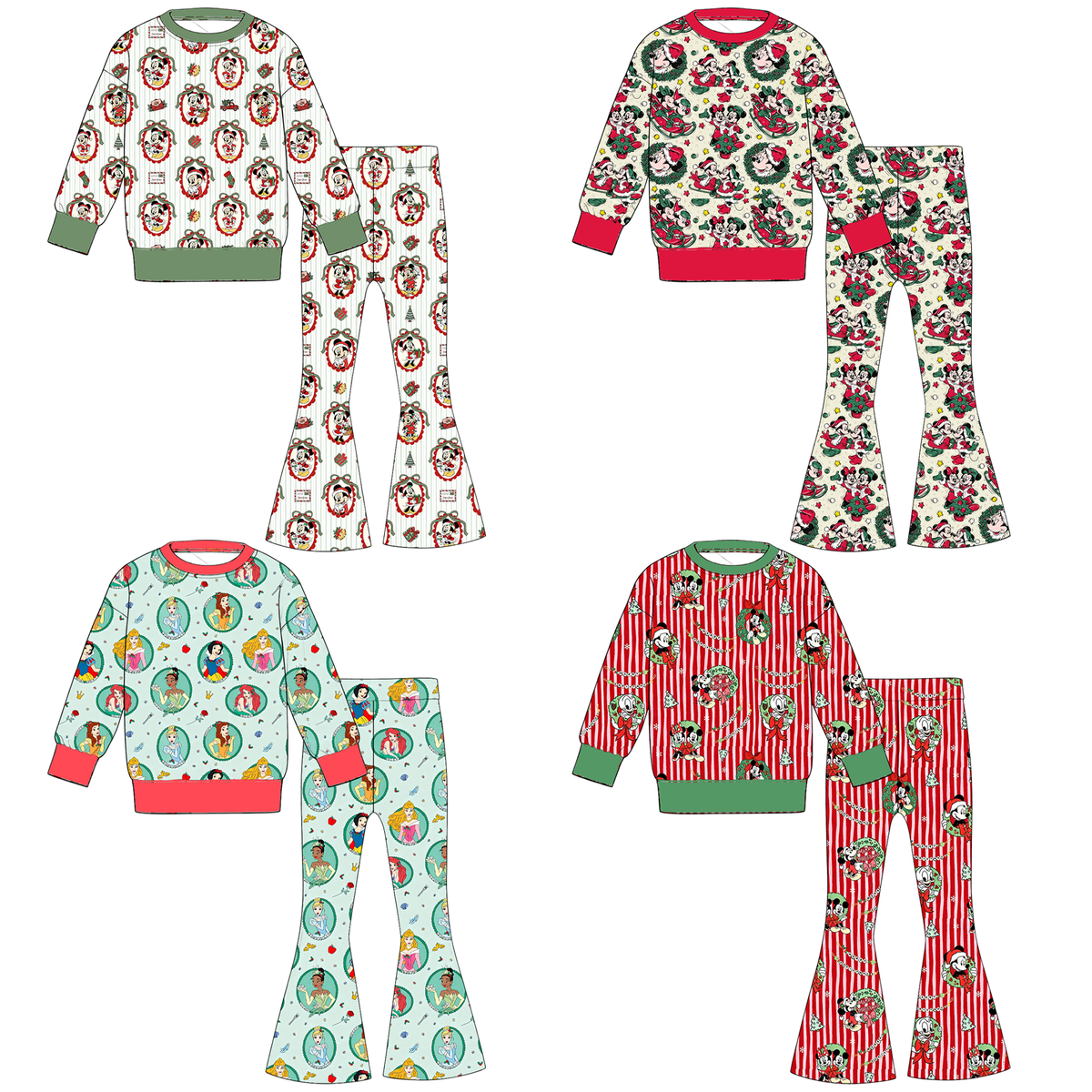 （Pre Order）Girls Christmas Print Twill Sweatshirt Suit