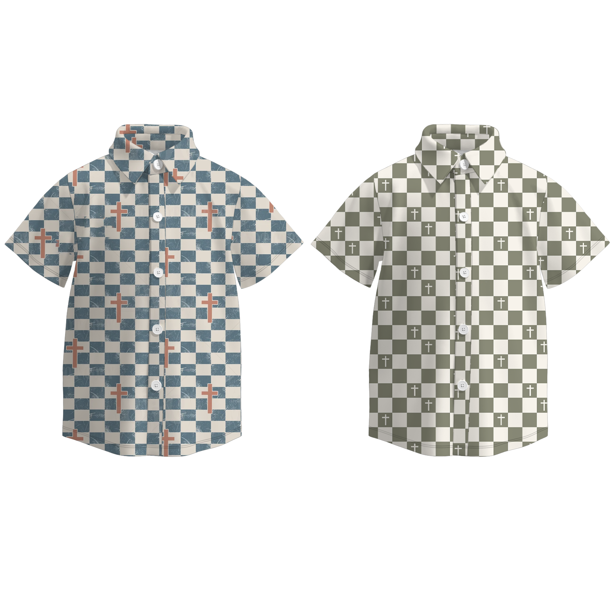 （Pre Order）Boys Spring Plaid Print Four-way Stretch Shirt
