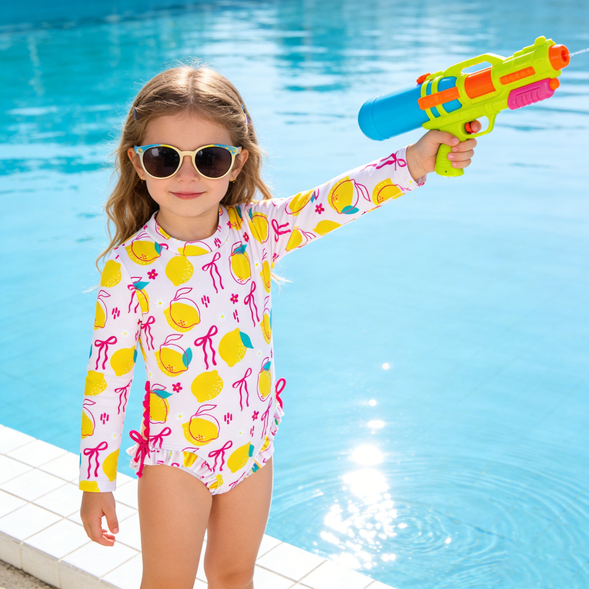 （In Stock）Girls Summer Lemon Print Swimsuit