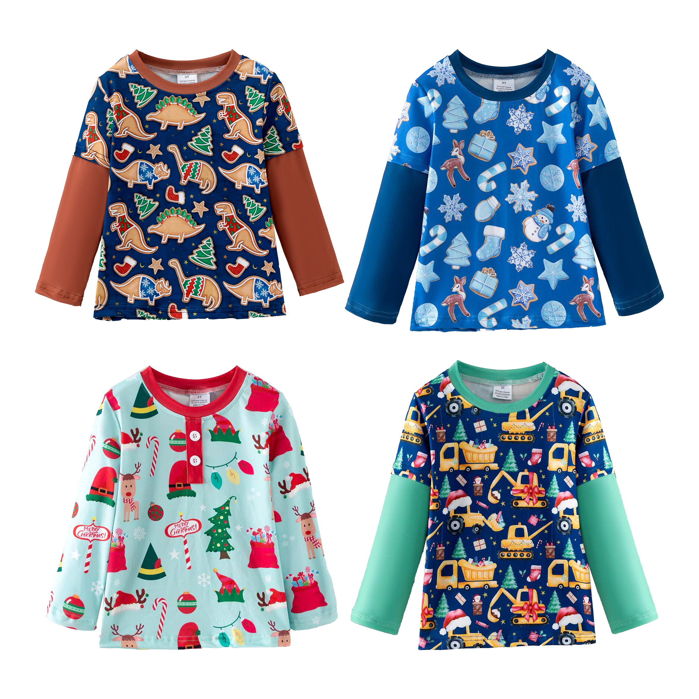 （Pre Order,Prepack Zone）Boys Christmas Print Top（Mix Size）