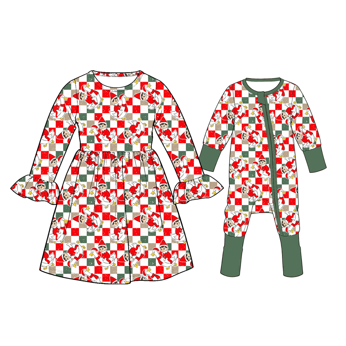 （Pre Order）Sisters Christmas Print Dress&Romper