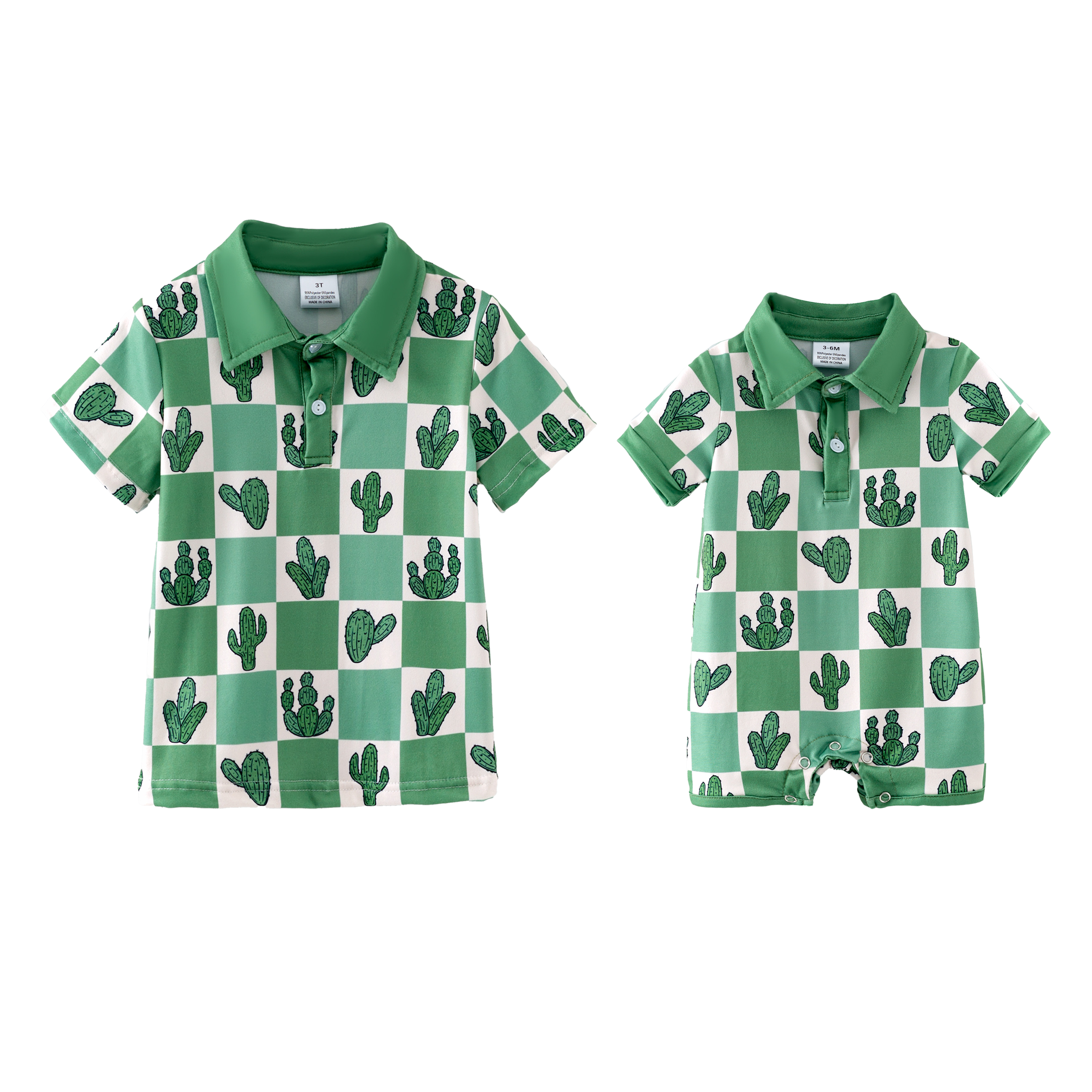 （Pre Order,Prepack Zone）Boys Spring Cactus Print Top&Romper