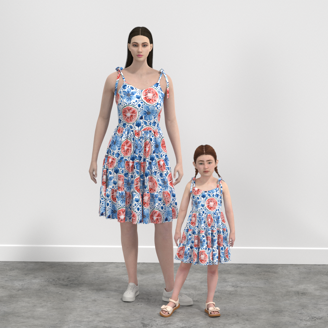 （Pre Order）Mommy and Me Spring＆Summer Fruit Print Slip Dress