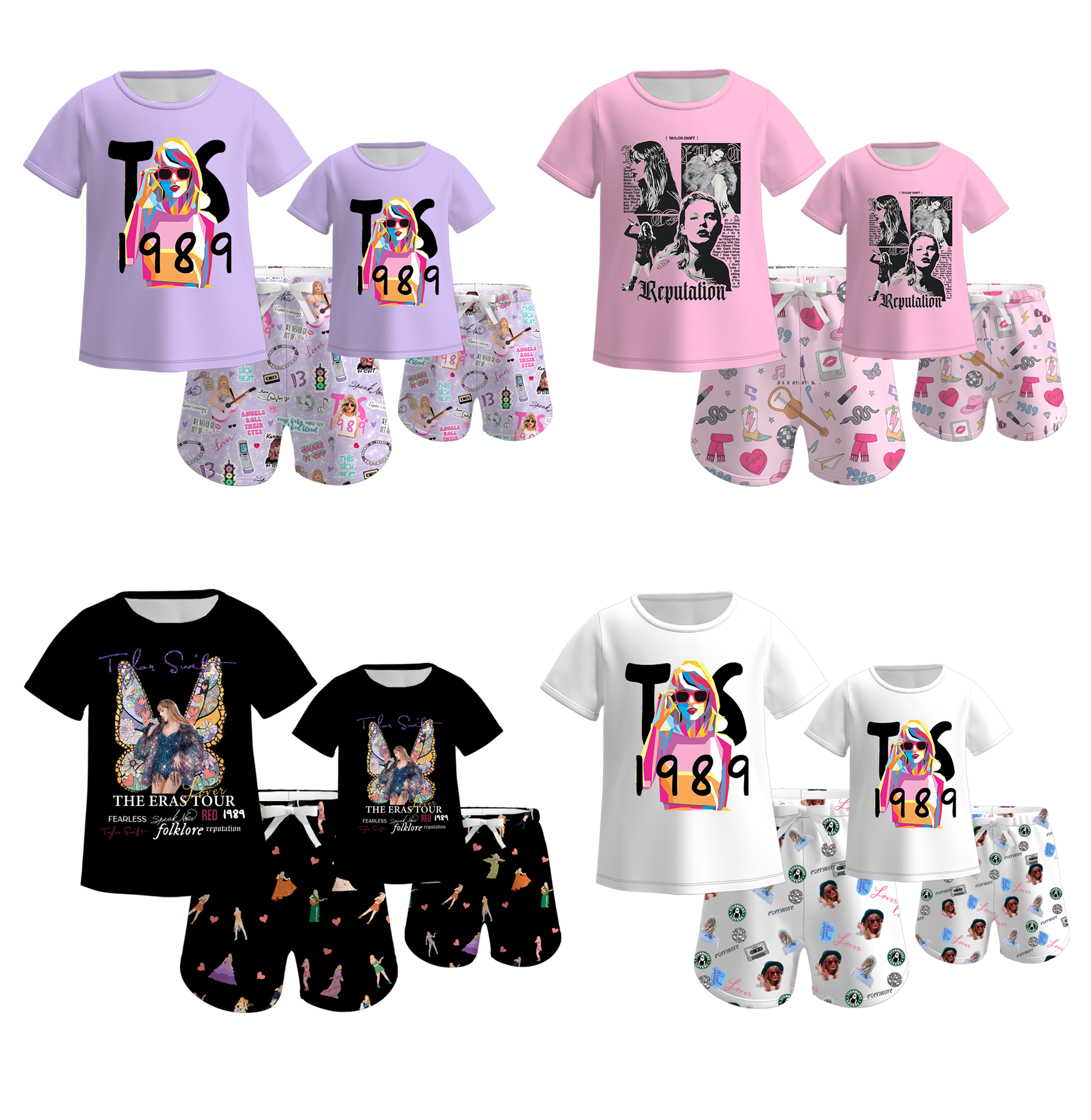 （Pre Order）TS Print Mommy and Me Short Set Pajamas Loungewear
