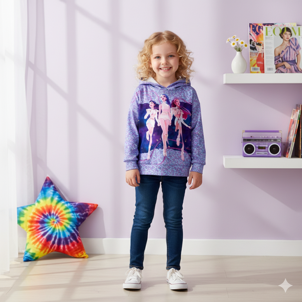 （Pre Order,Prepack Zone）Girls Movie Character Print Hoodie（Mix Size）