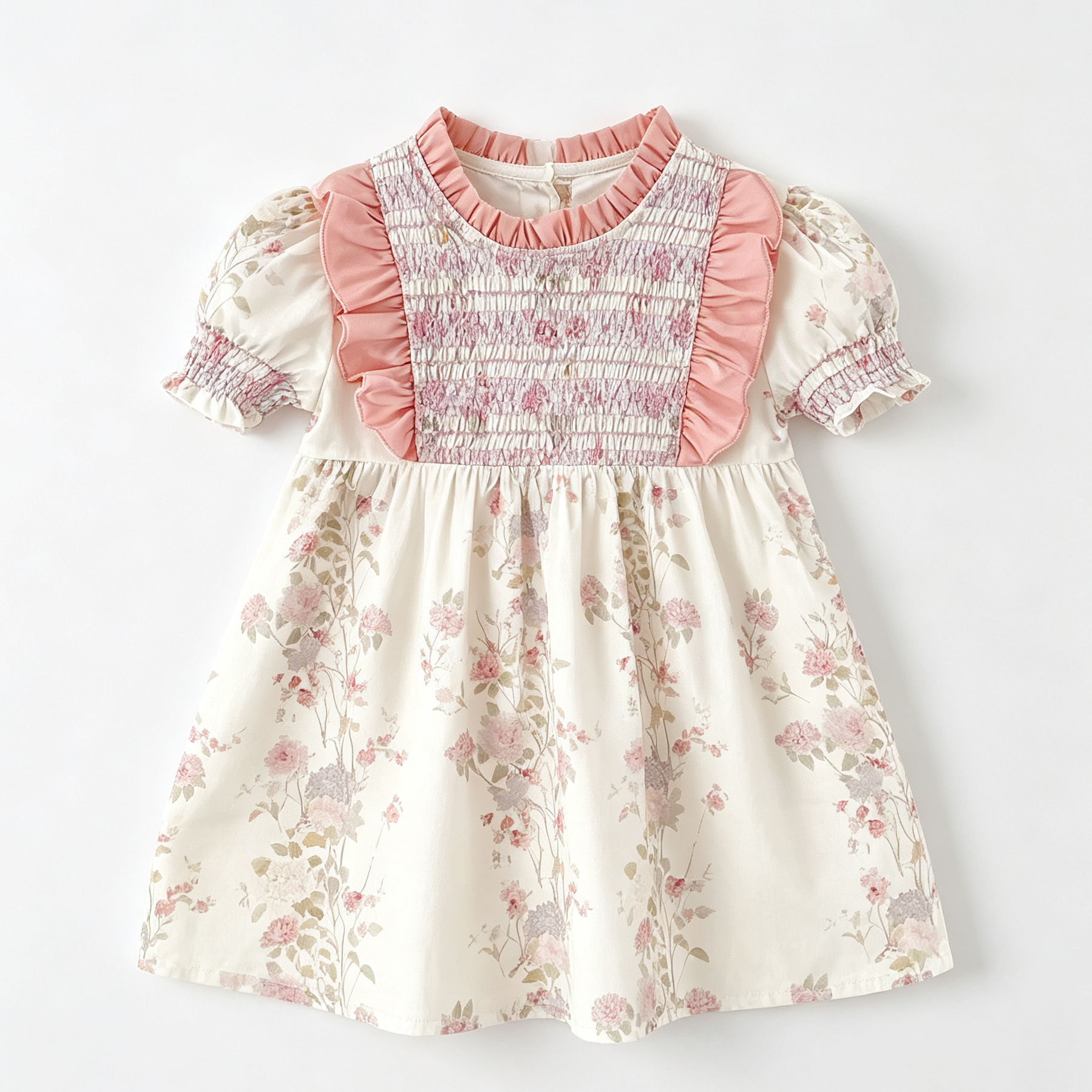 （Pre Order 2 Weeks）Girls Fall Floral Print Smocked Dress