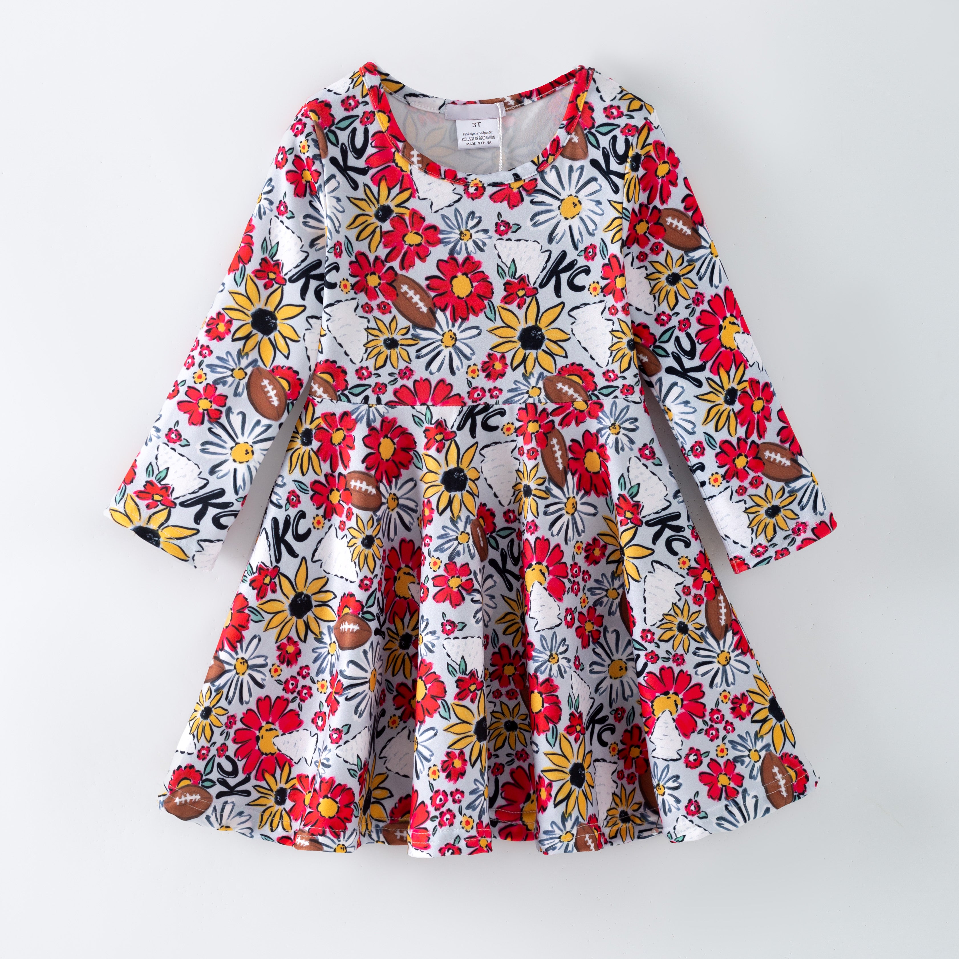 （Pre Order,Prepack Zone）Girls Football Print Dress（Mix Size）