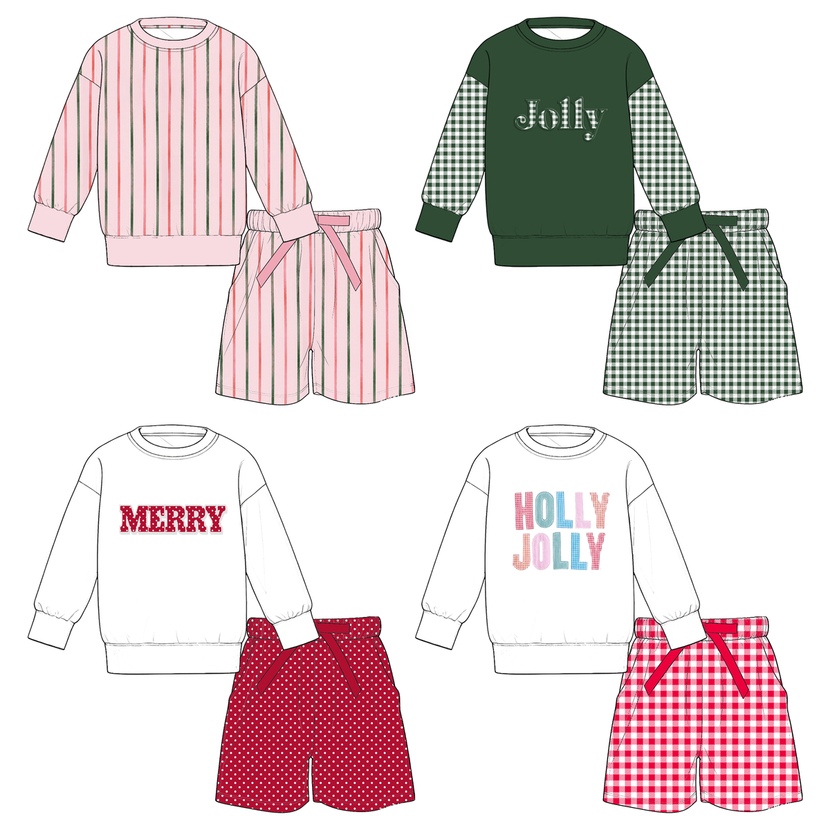 （Weekly Pre-Order）Girls Christmas Print Shorts Set（Ends 9.27）
