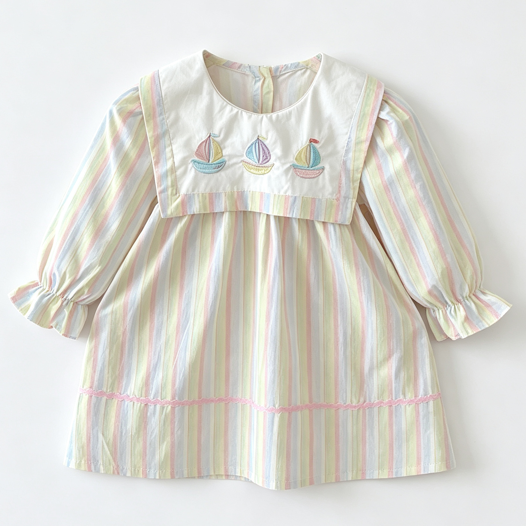 （Pre Order 2 Weeks）Girls Fall Embroidery Stripe Dress