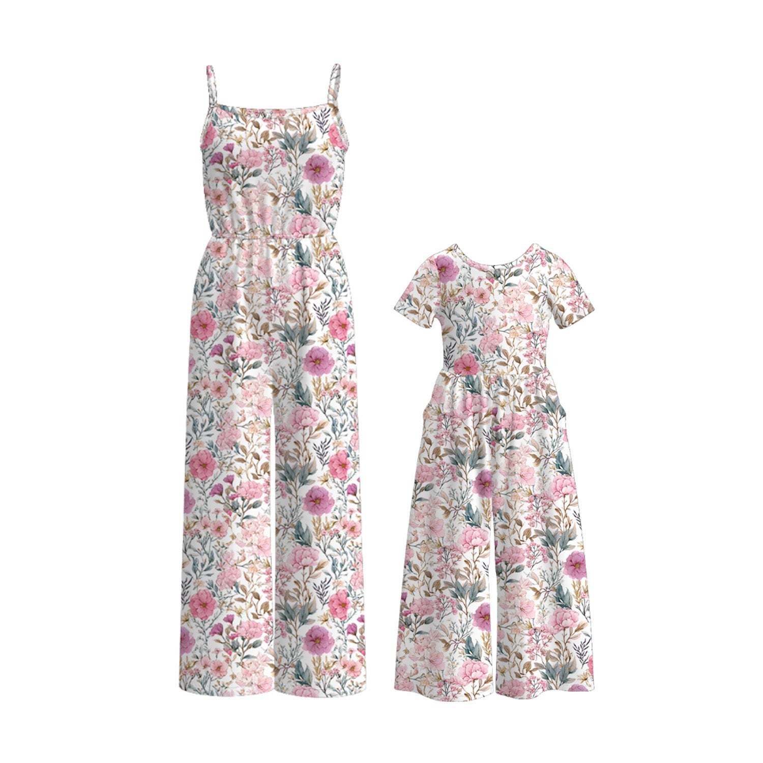 （Pre Order）Mommy＆Me Spring and Summer Floral Print Jumpsuit