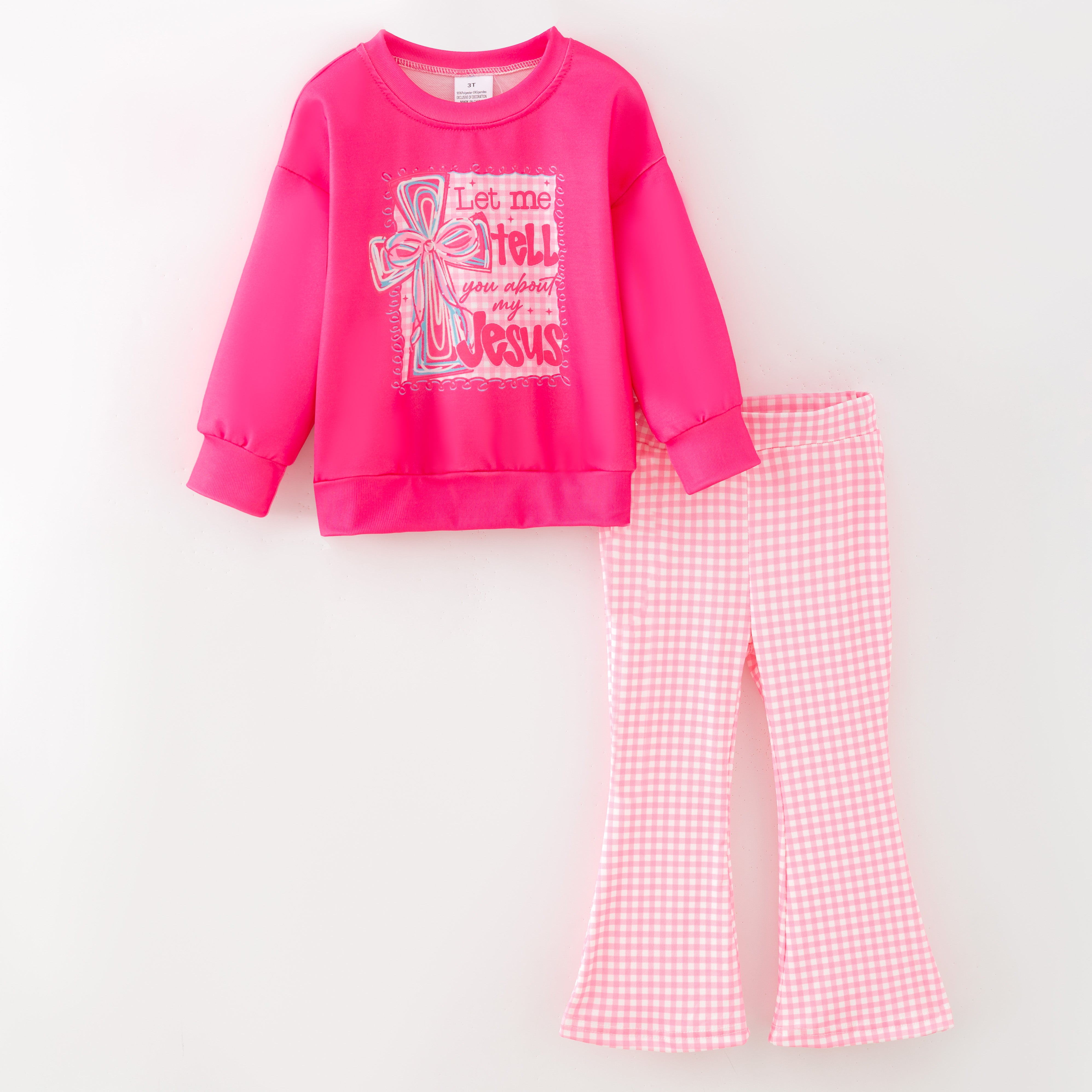 （Pre Order,Prepack Zone）Girls Jesus Print Sweatshirt Suit（Mix Size）