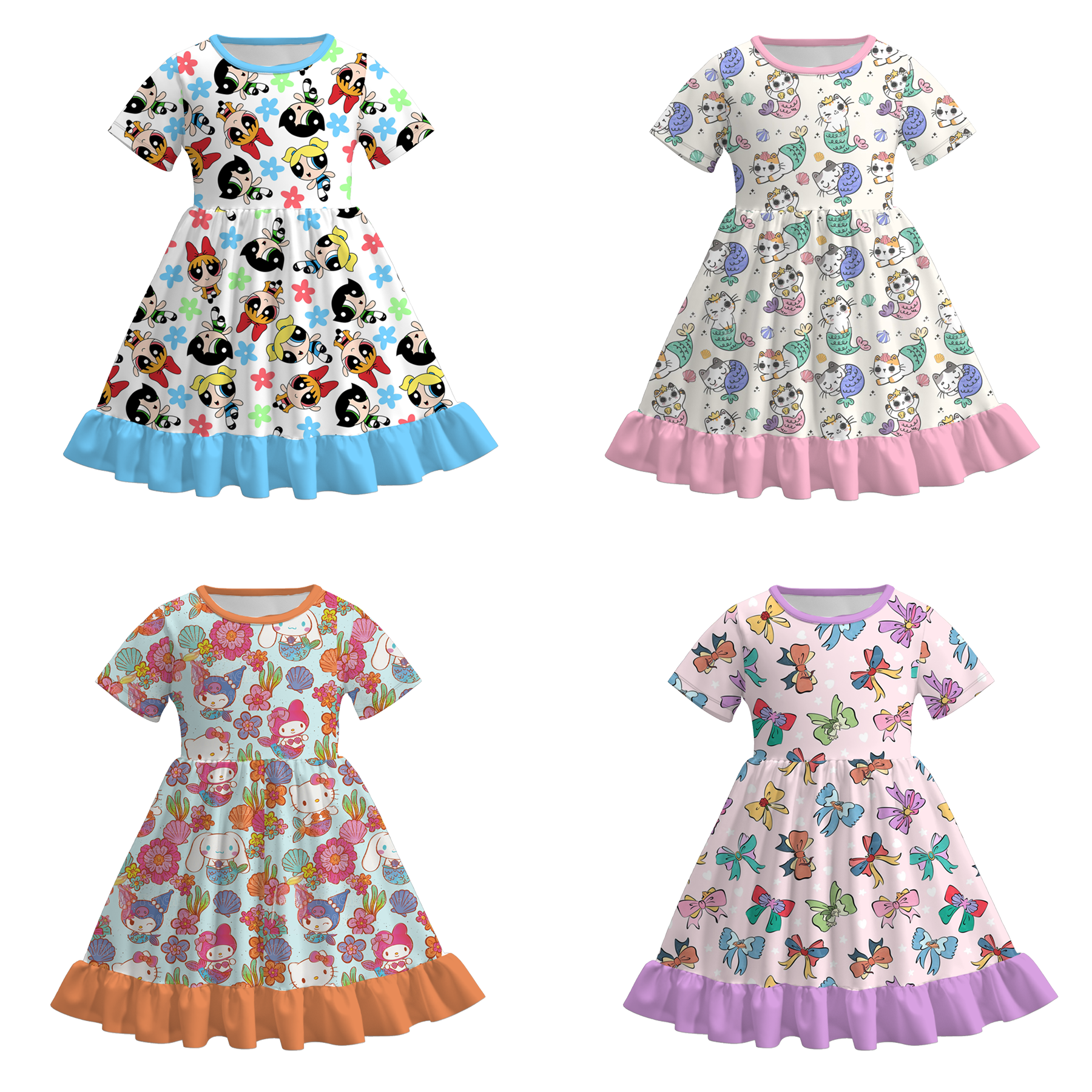 （Pre Order）Girls Spring＆Summer Cartoon Print Dress