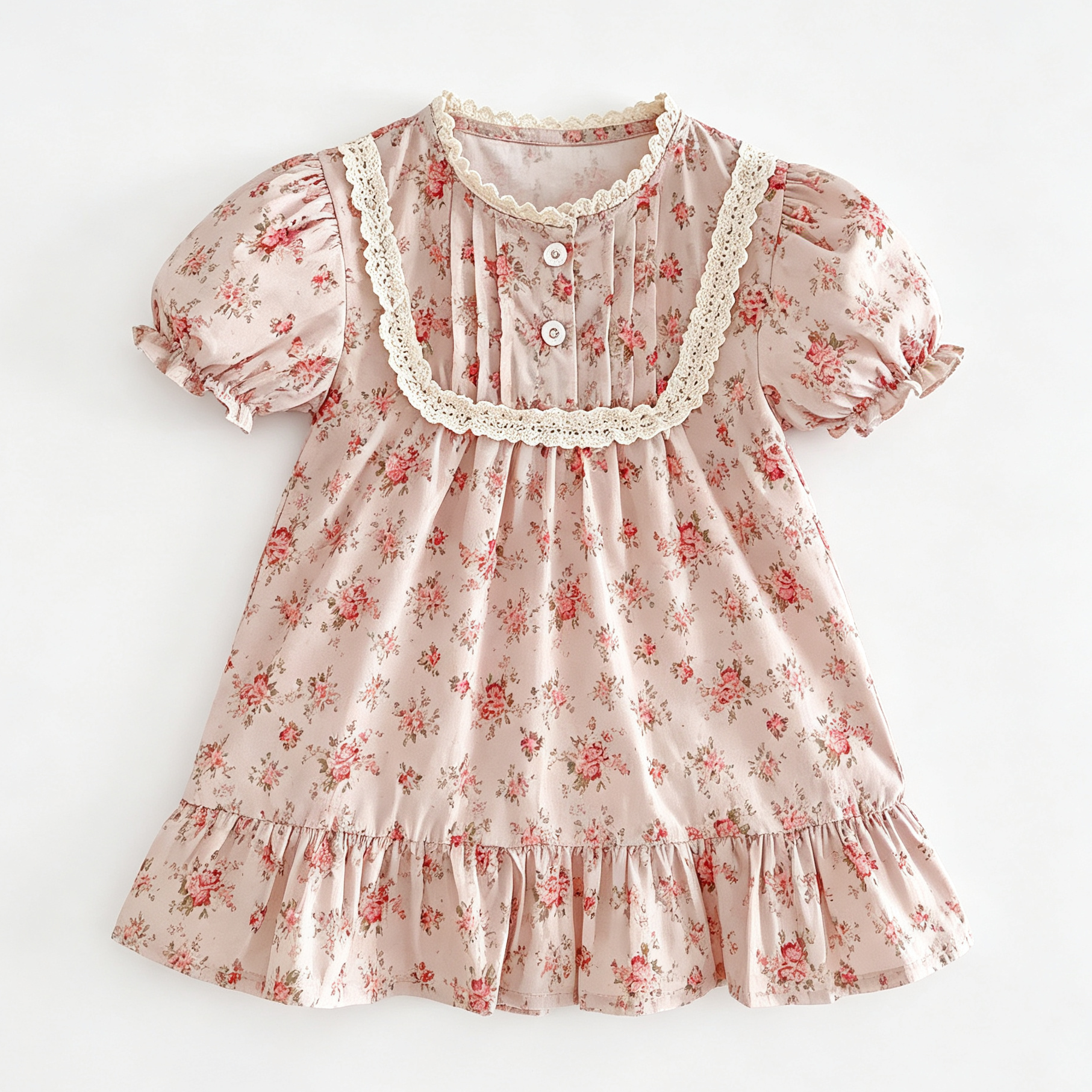 （Pre Order 2 Weeks）Girls Fall Floral Print Lace Dress