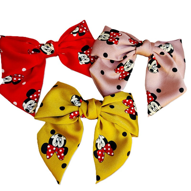 （Pre Order）Girls Cute Cartoon Print Knotted Hair Clip