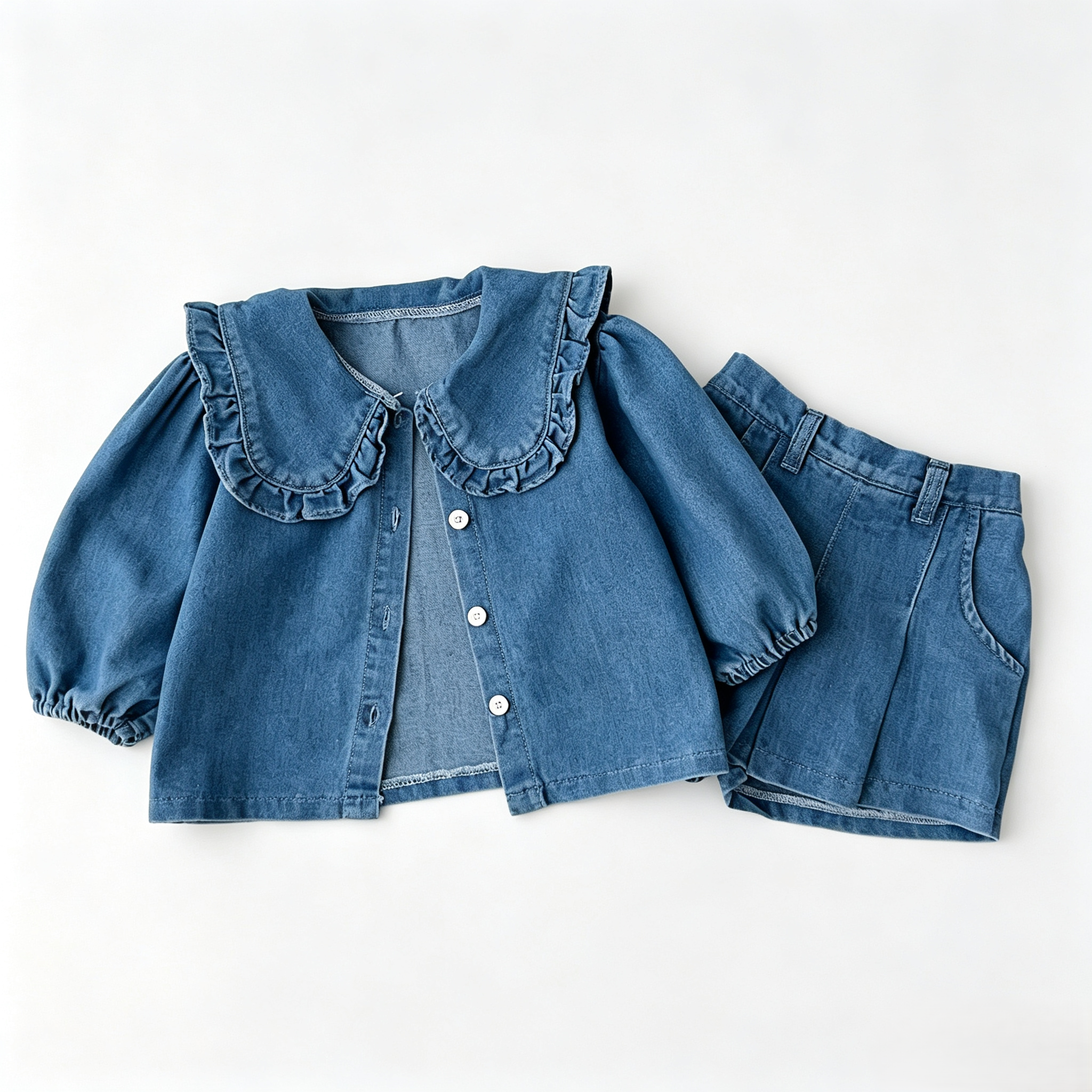 （Pre Order 2 Weeks）Girls Fall Denim Skort Set