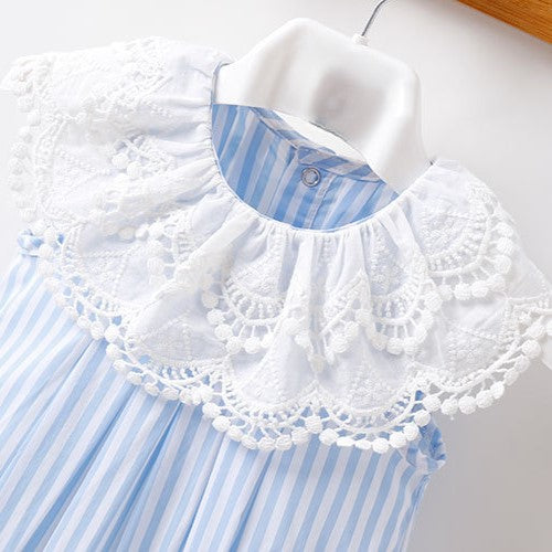 （In Production）Toddler Girls Spring&Summer Lace Stripe Romper
