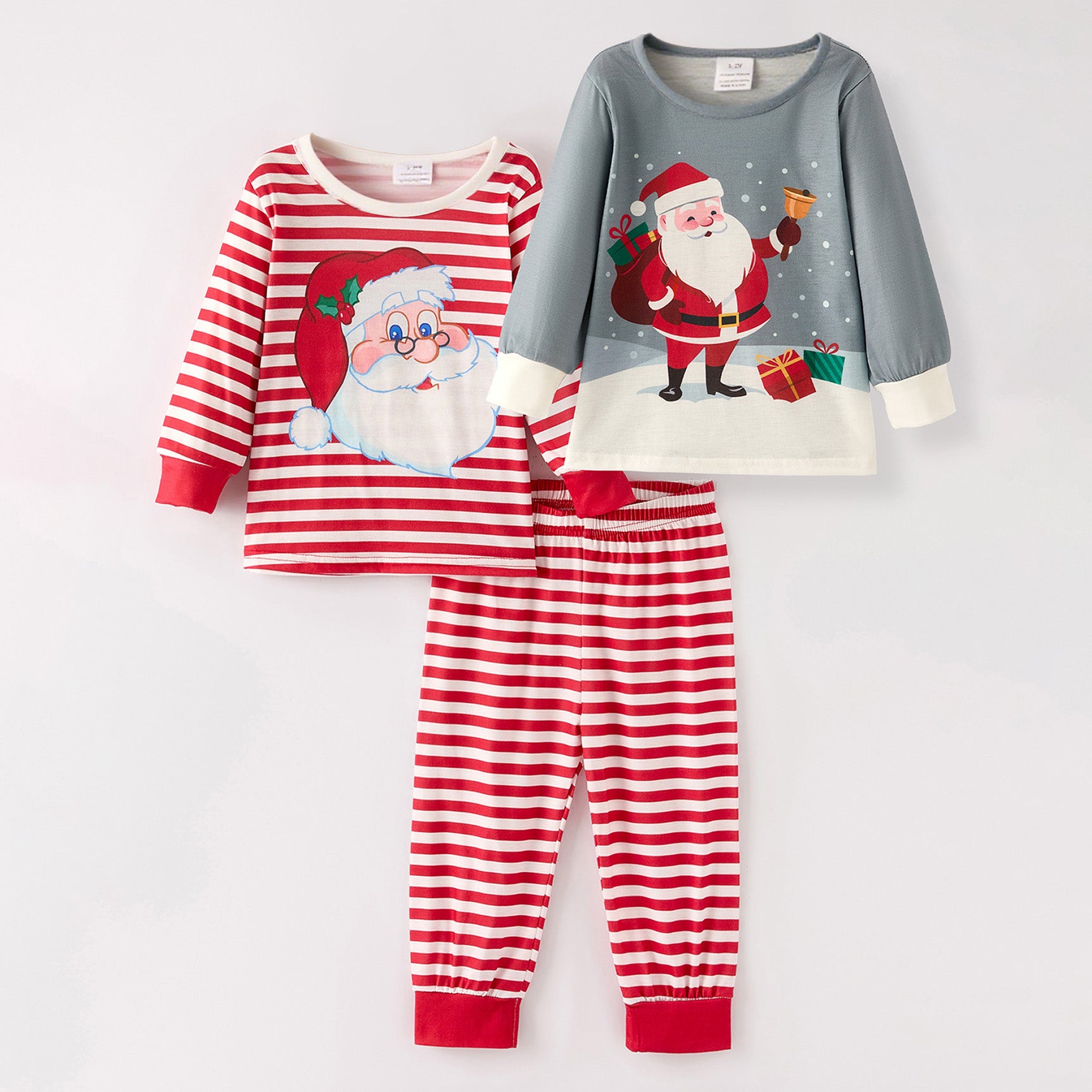 （In Stock）Girls Christmas Santa Claus Print Pajamas 3 pcs