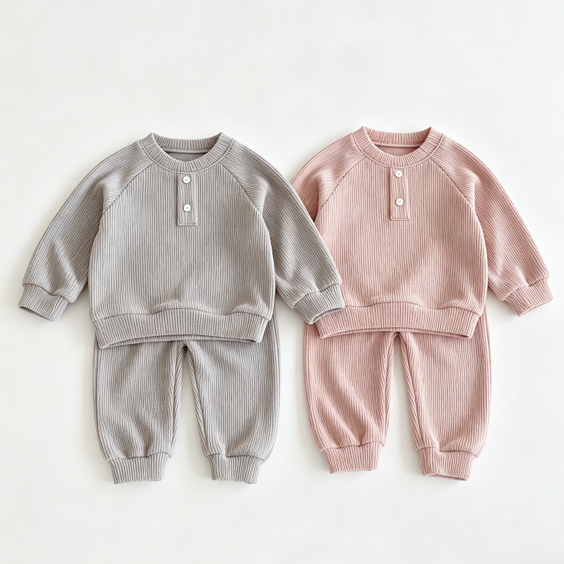 （Pre Order 2 Weeks）Girls Fall Solid Color Sweatshirt Set