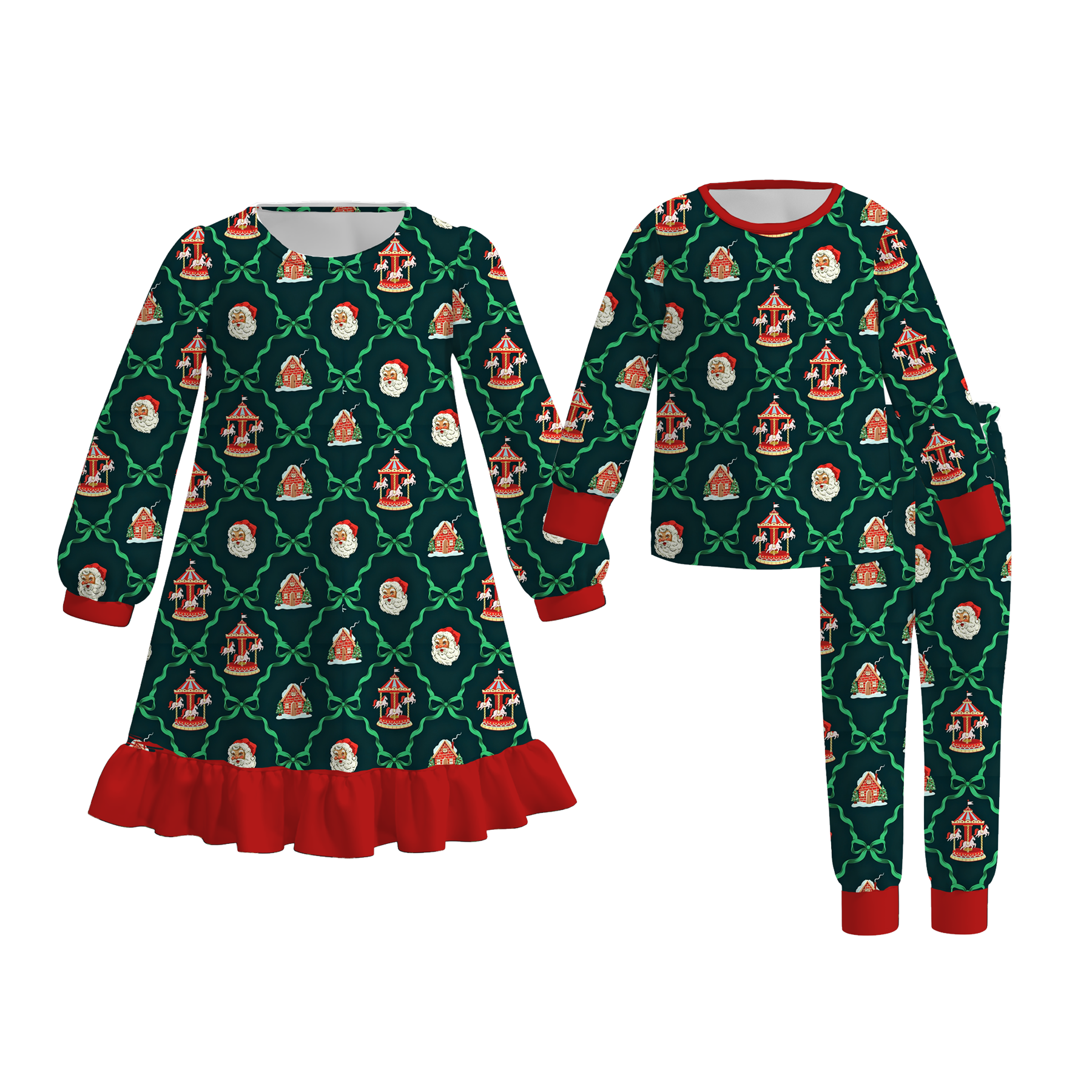 （Pre Order）Girls Christmas Print Pajamas