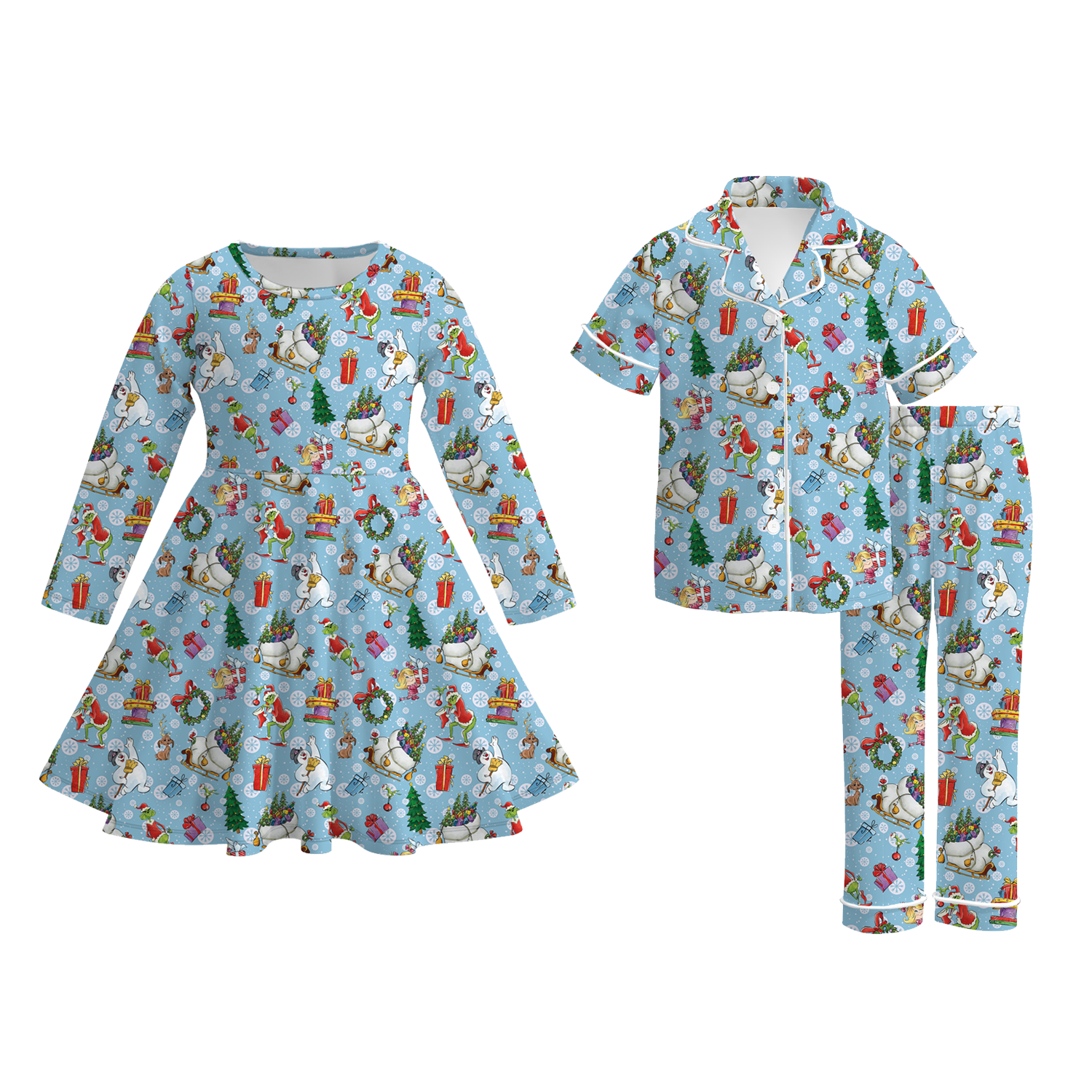 （Pre Order）Sisters Christmas Print Dress&Pajamas