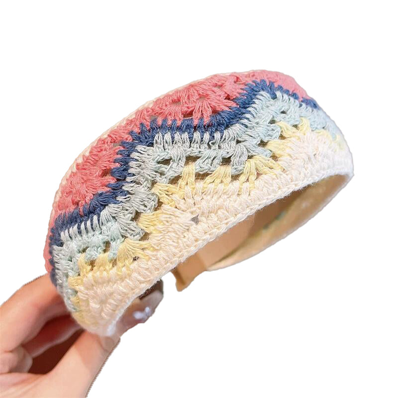 （Pre Order）Girls Knitted Floral Embroidery Headband