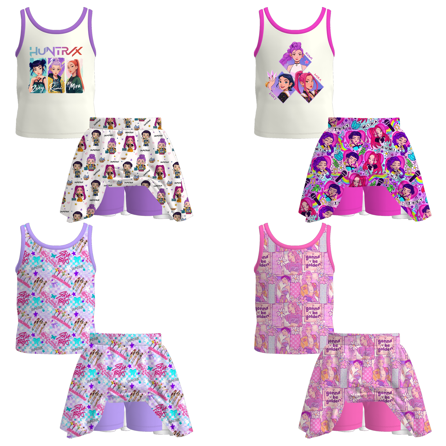 （Pre Order+Prepack Zone）Girls Movie Character Print Skort Set