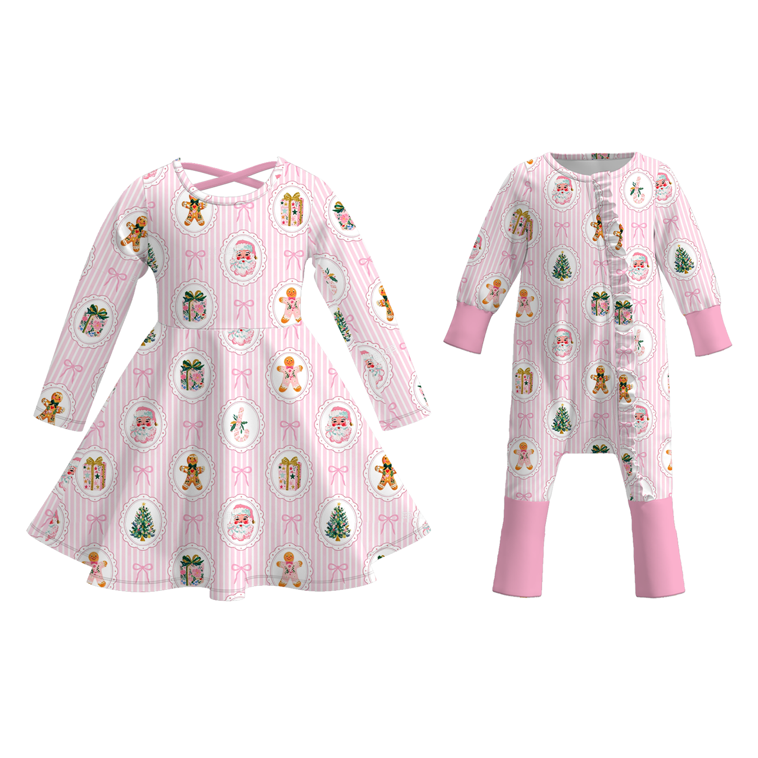 （Pre Order）Sisters Christmas Print Dress&Romper