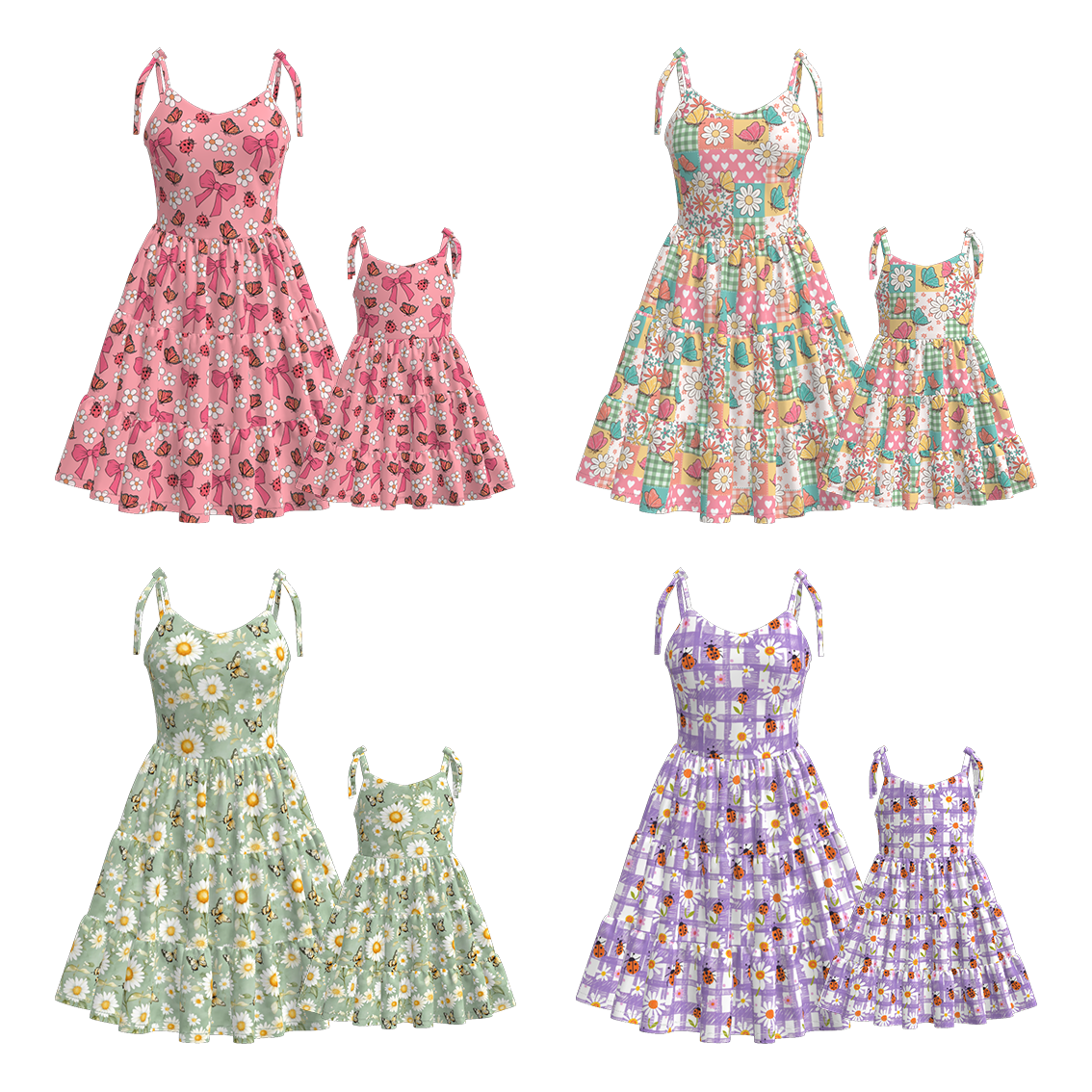 （Pre Order）Mommy and Me Spring＆Summer Floral Print Slip Dress