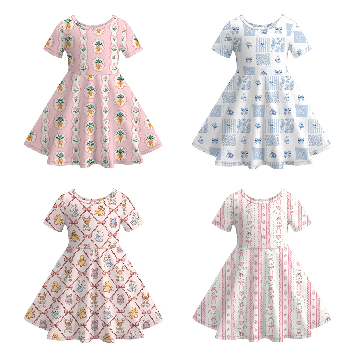 （Pre Order）Girls Easter Bunny Print Dress