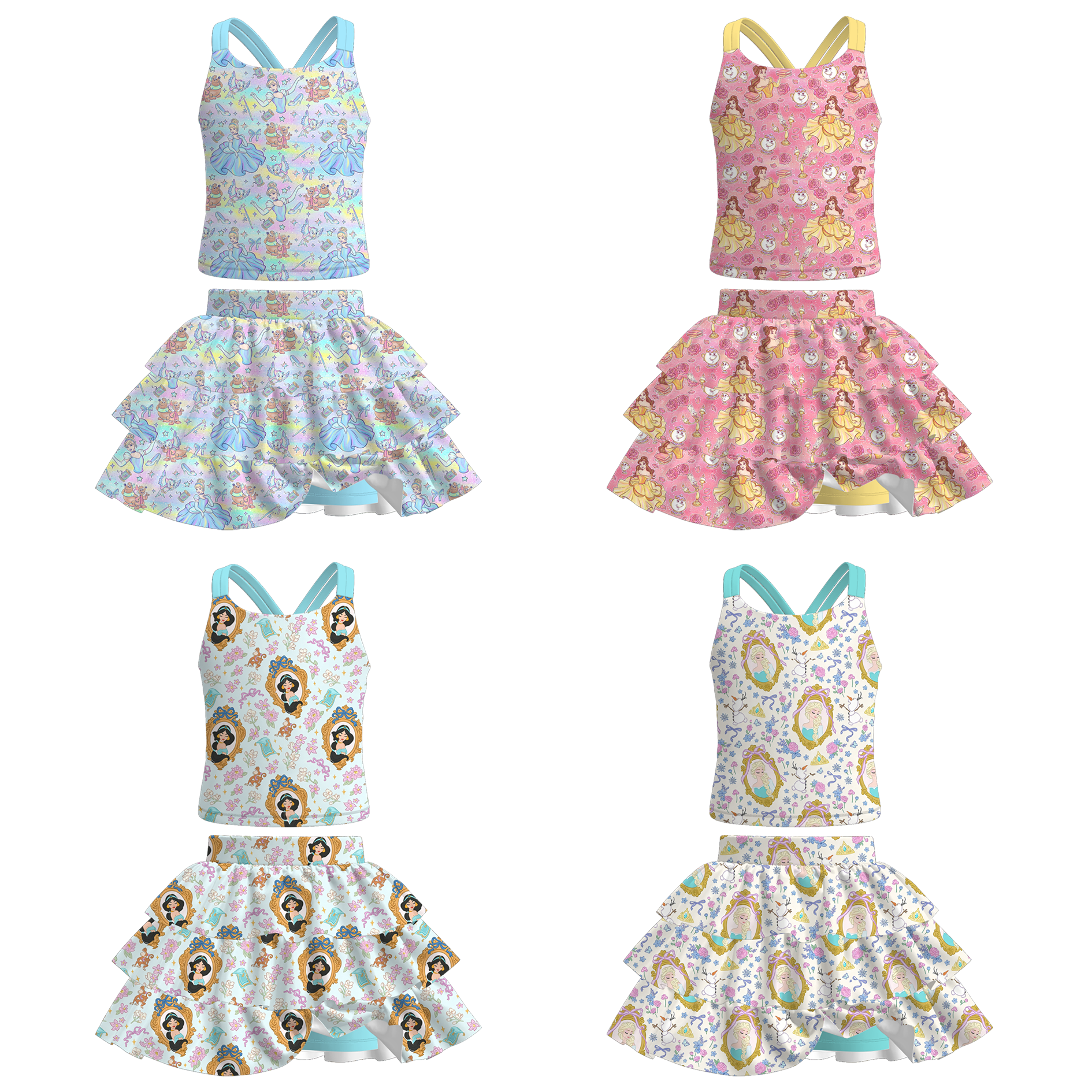 （Pre Order+Prepack Zone）Girls Princess Print Skort Set（Mix Size）