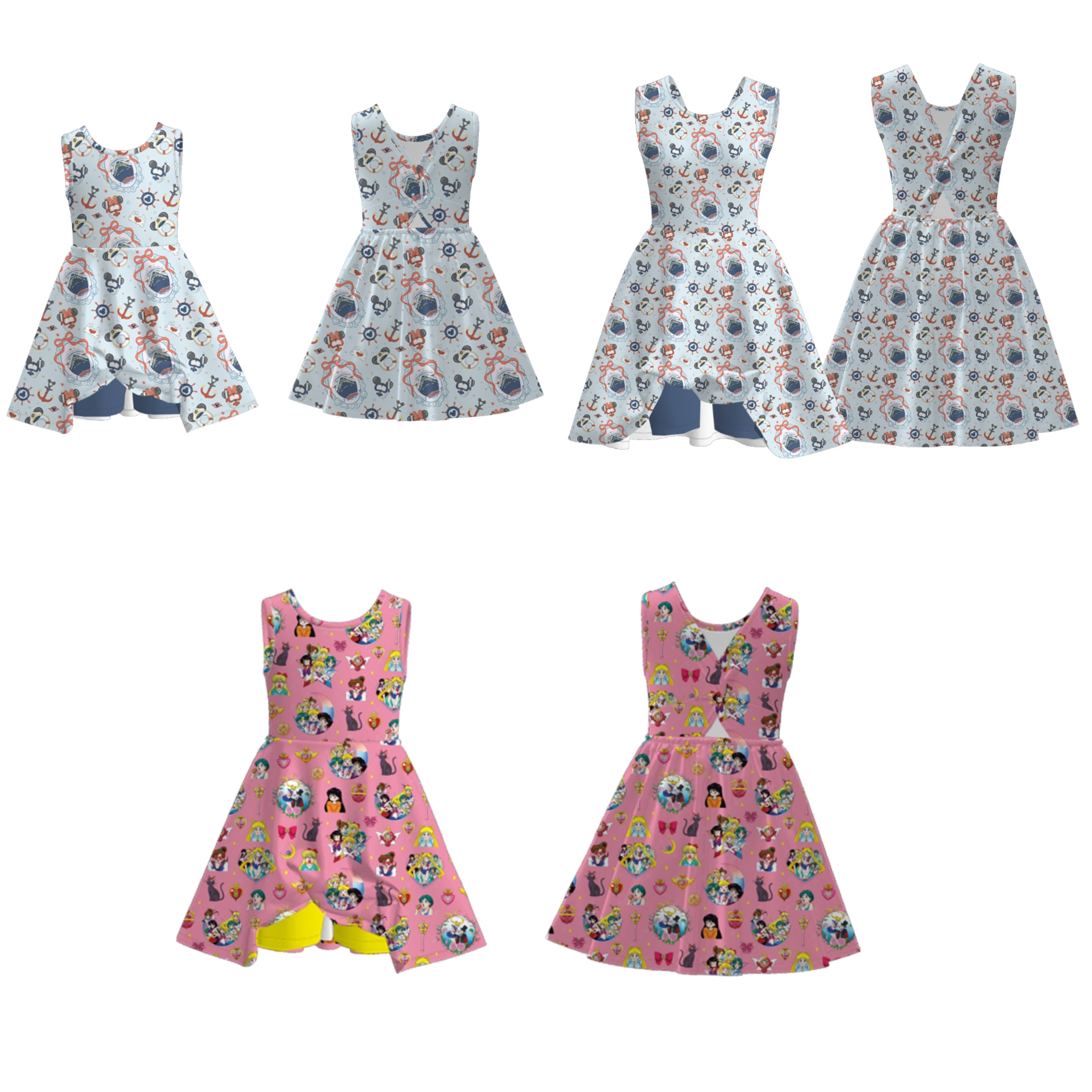 （Pre Order）Mommy and Me Spring&Summer Cartoon Print Skort Dress